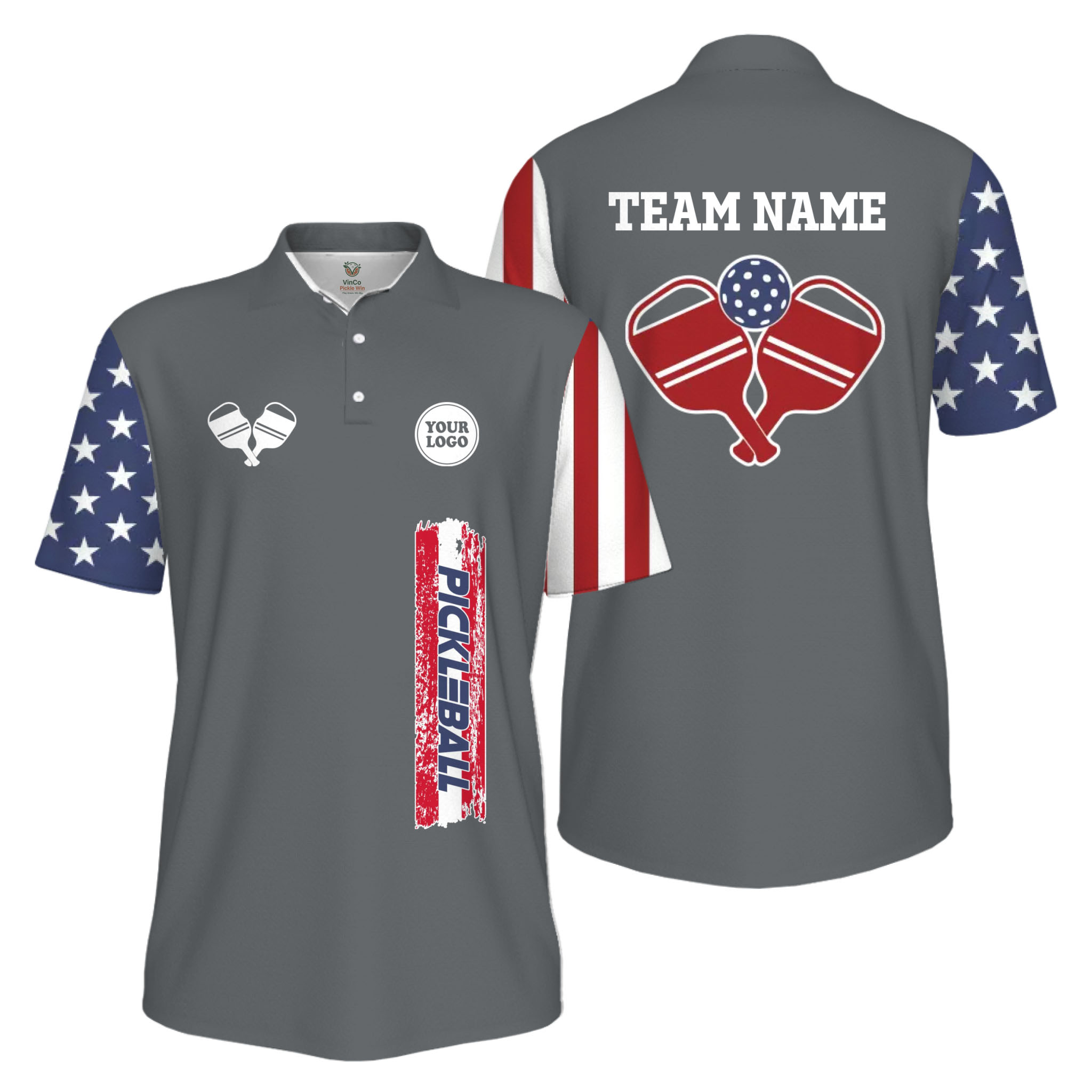 Picklewin Custom UV Protection Men Patriotic Polo Shirt With Pickleball Logo Picklewin Custom UV Protection Men Patriotic Polo Shirt With Pickleball Logo 8