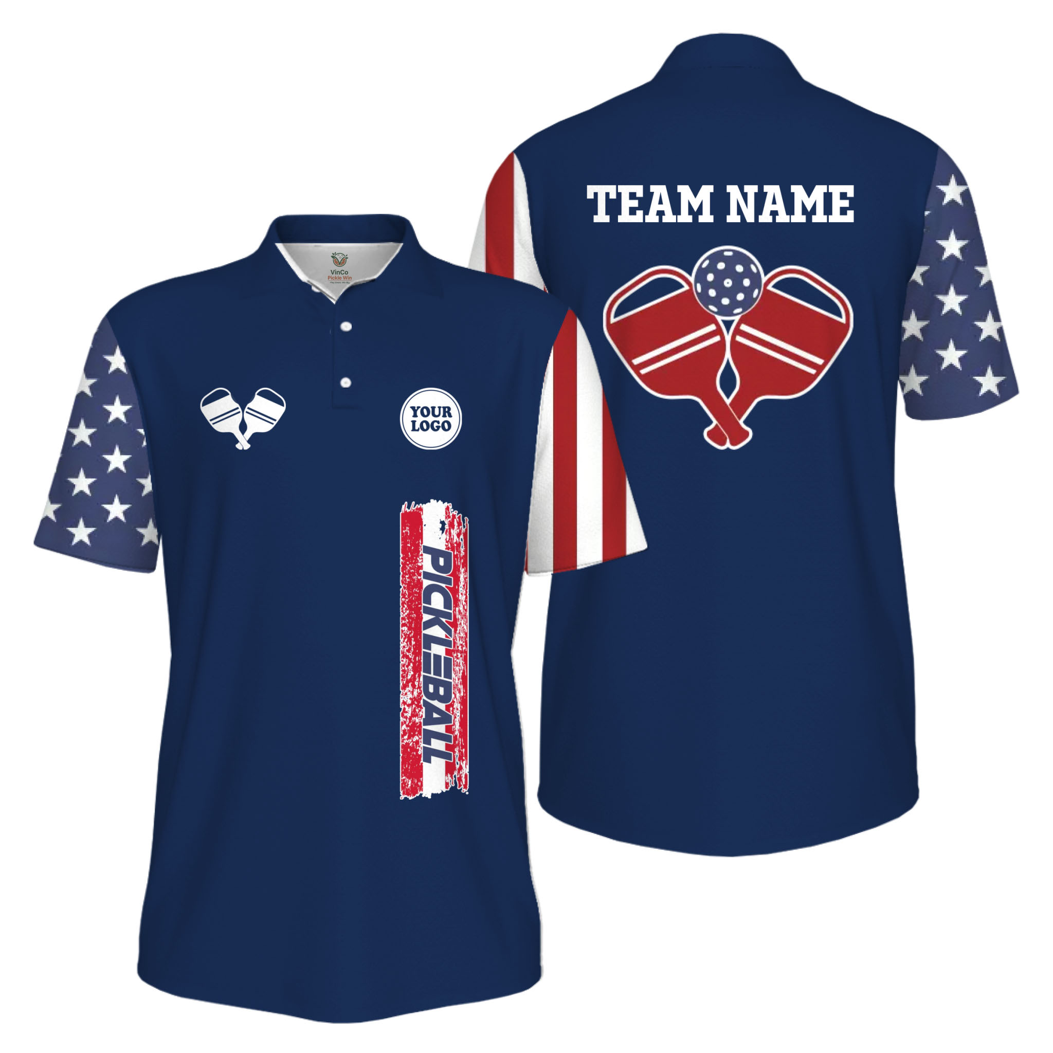 Picklewin Custom UV Protection Men Patriotic Polo Shirt With Pickleball Logo Picklewin Custom UV Protection Men Patriotic Polo Shirt With Pickleball Logo 10