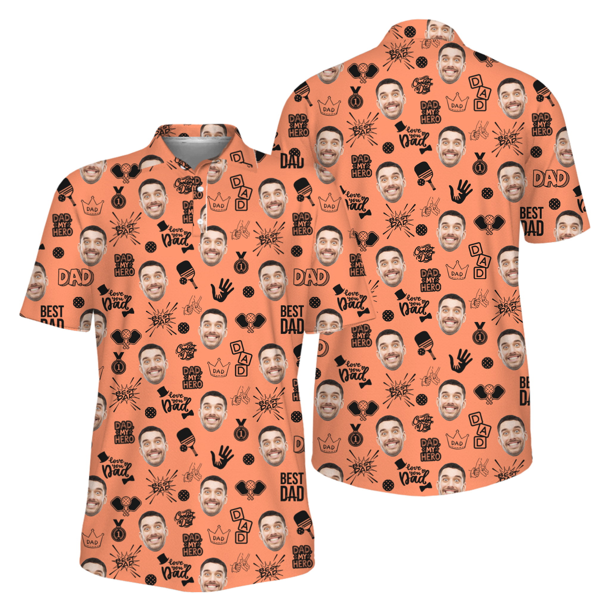 Picklewin Father Day Gift Custom Faces Pickleball UV Protection Polo Shirt 16