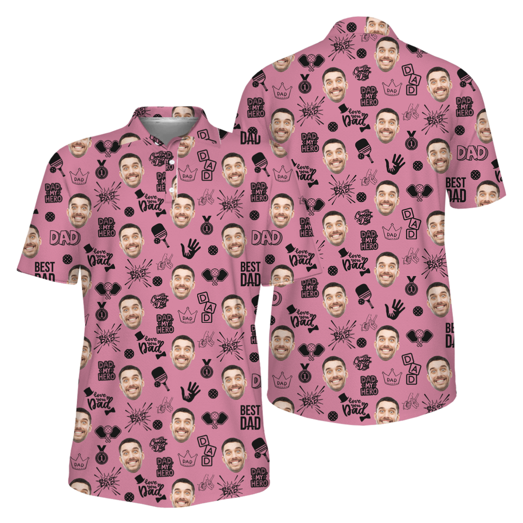 Picklewin Father Day Gift Custom Faces Pickleball UV Protection Polo Shirt 11