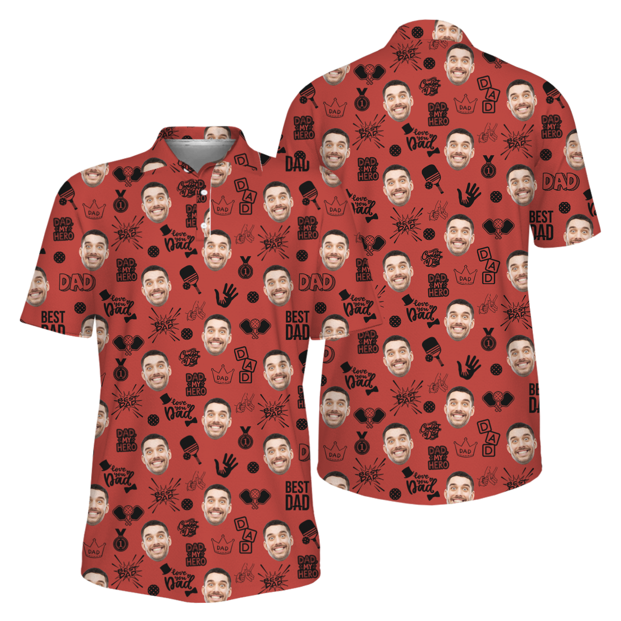 Picklewin Father Day Gift Custom Faces Pickleball UV Protection Polo Shirt 12
