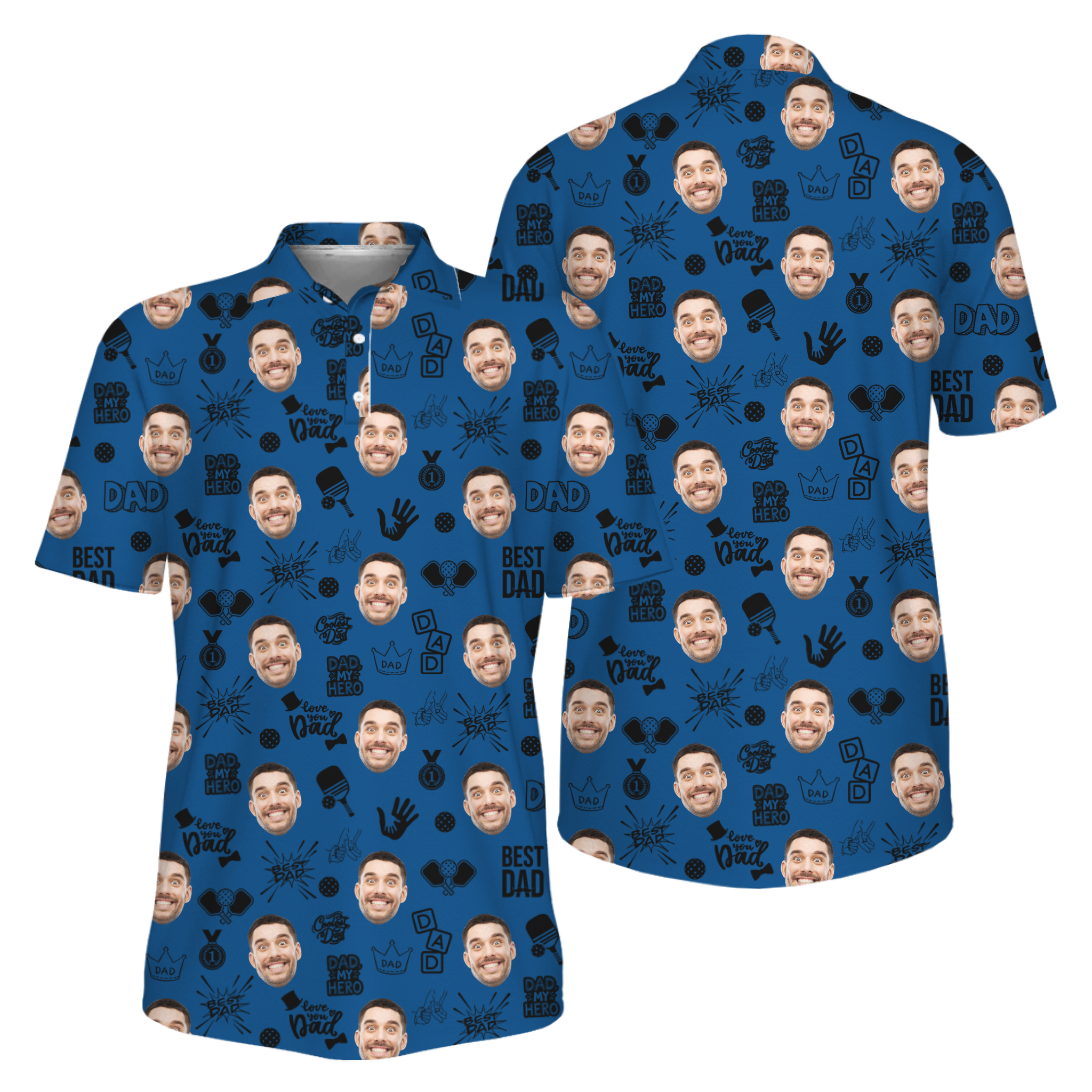 Picklewin Father Day Gift Custom Faces Pickleball UV Protection Polo Shirt 5