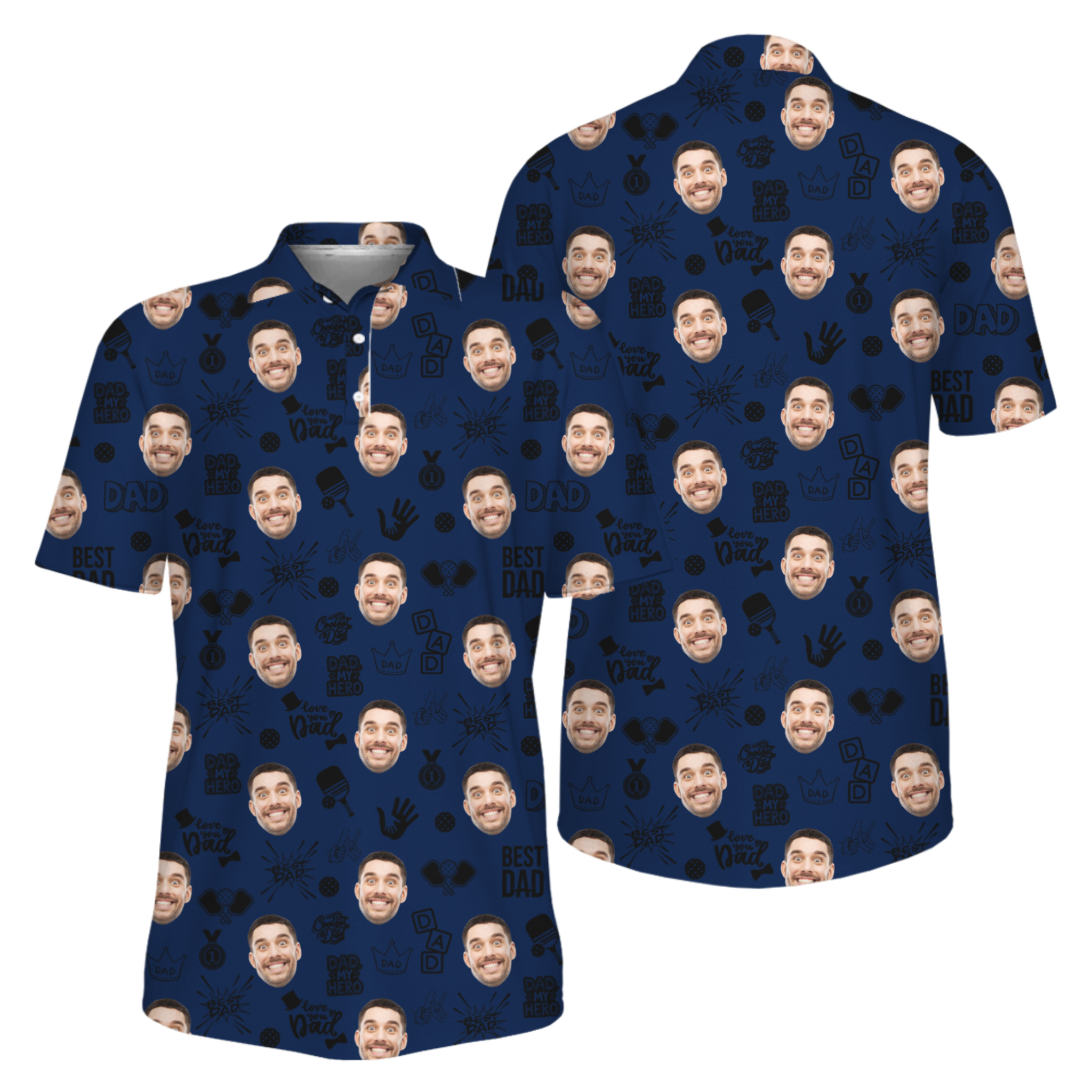 Picklewin Father Day Gift Custom Faces Pickleball UV Protection Polo Shirt 15