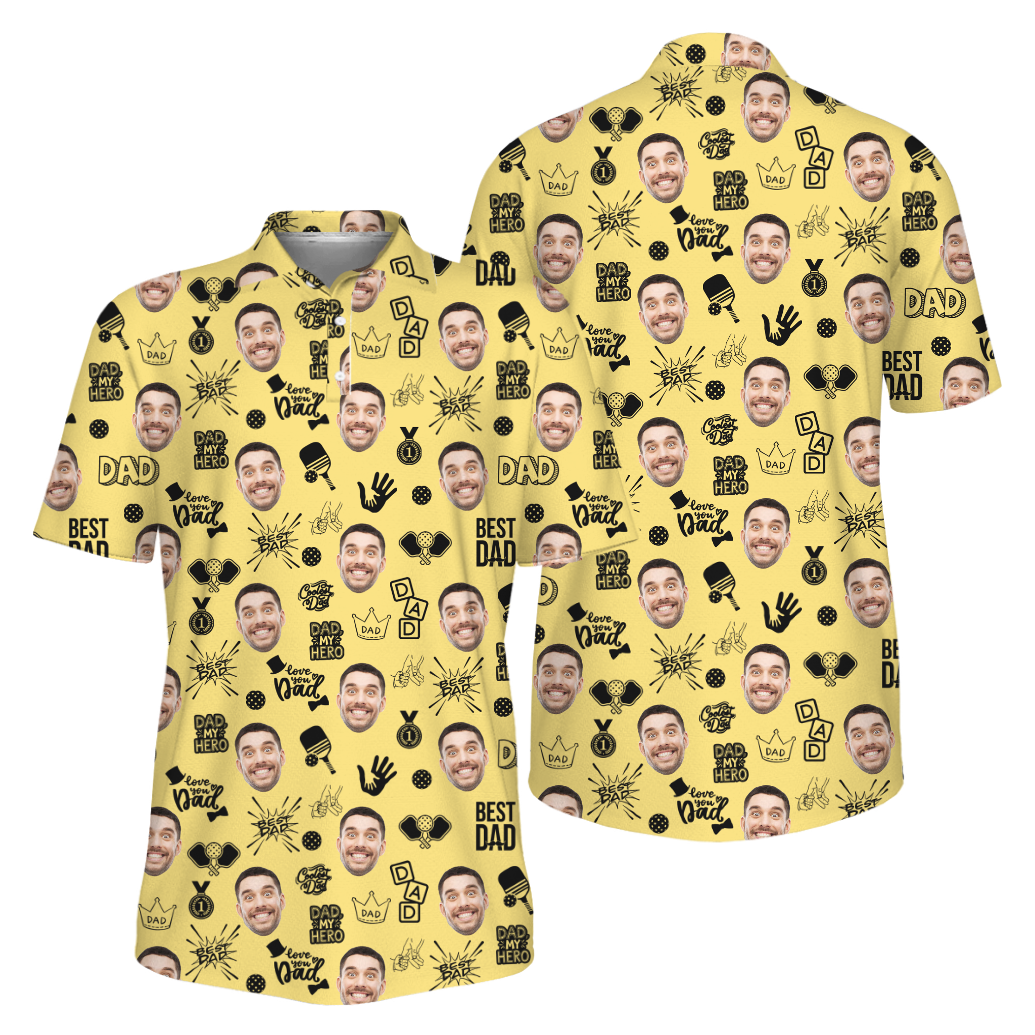 Picklewin Father Day Gift Custom Faces Pickleball UV Protection Polo Shirt 17