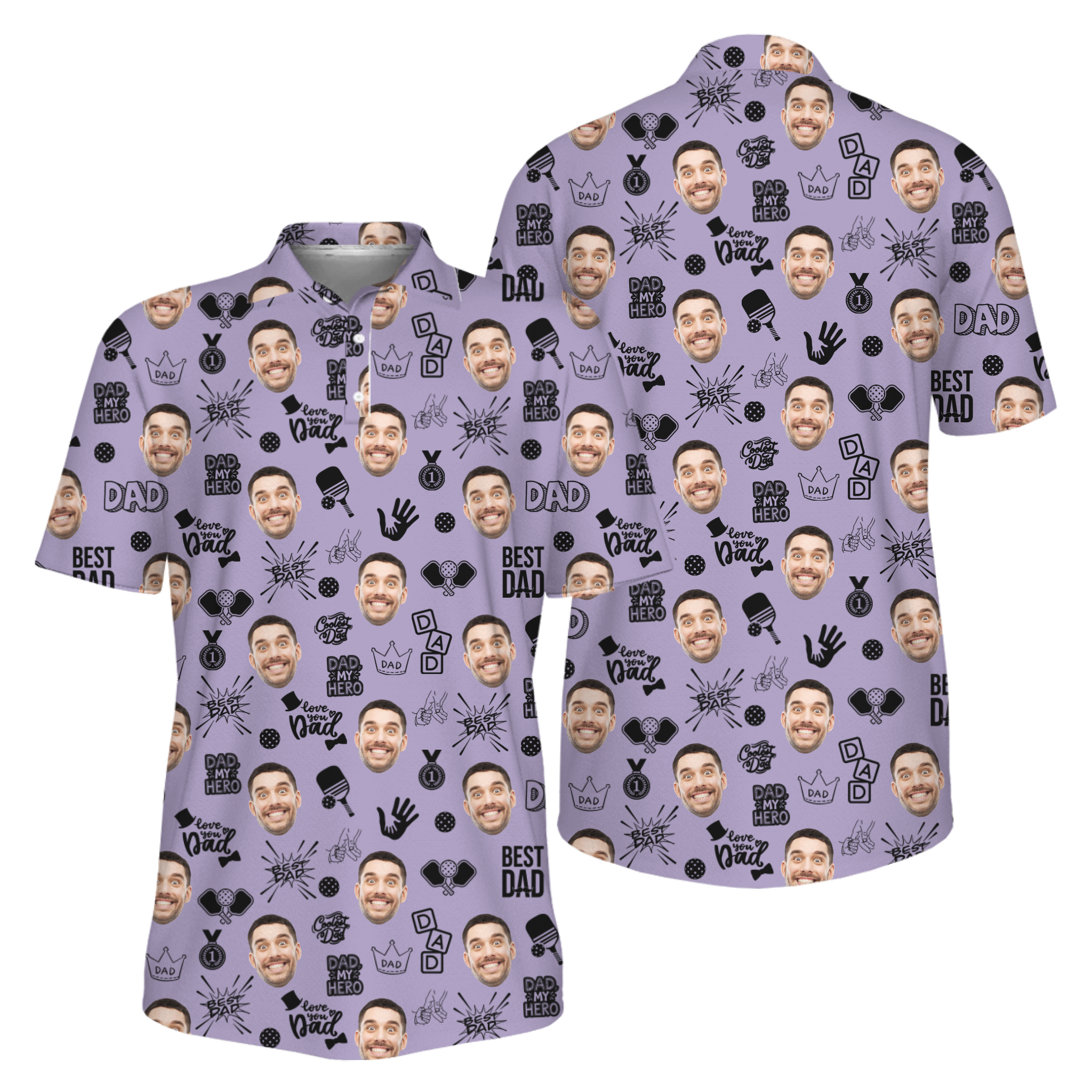 Picklewin Father Day Gift Custom Faces Pickleball UV Protection Polo Shirt 6
