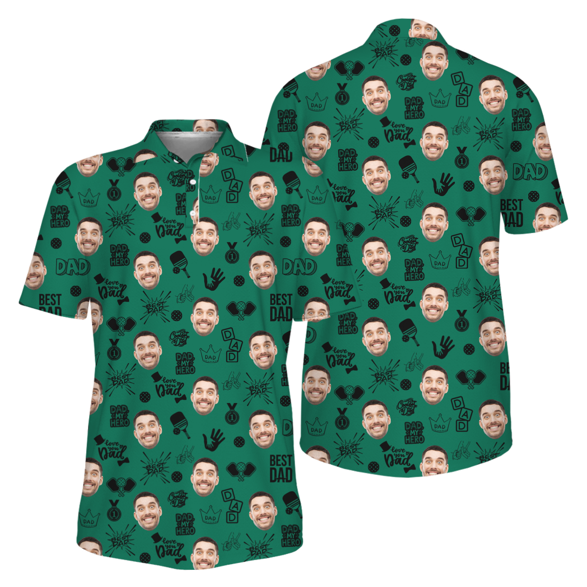Picklewin Father Day Gift Custom Faces Pickleball UV Protection Polo Shirt 4