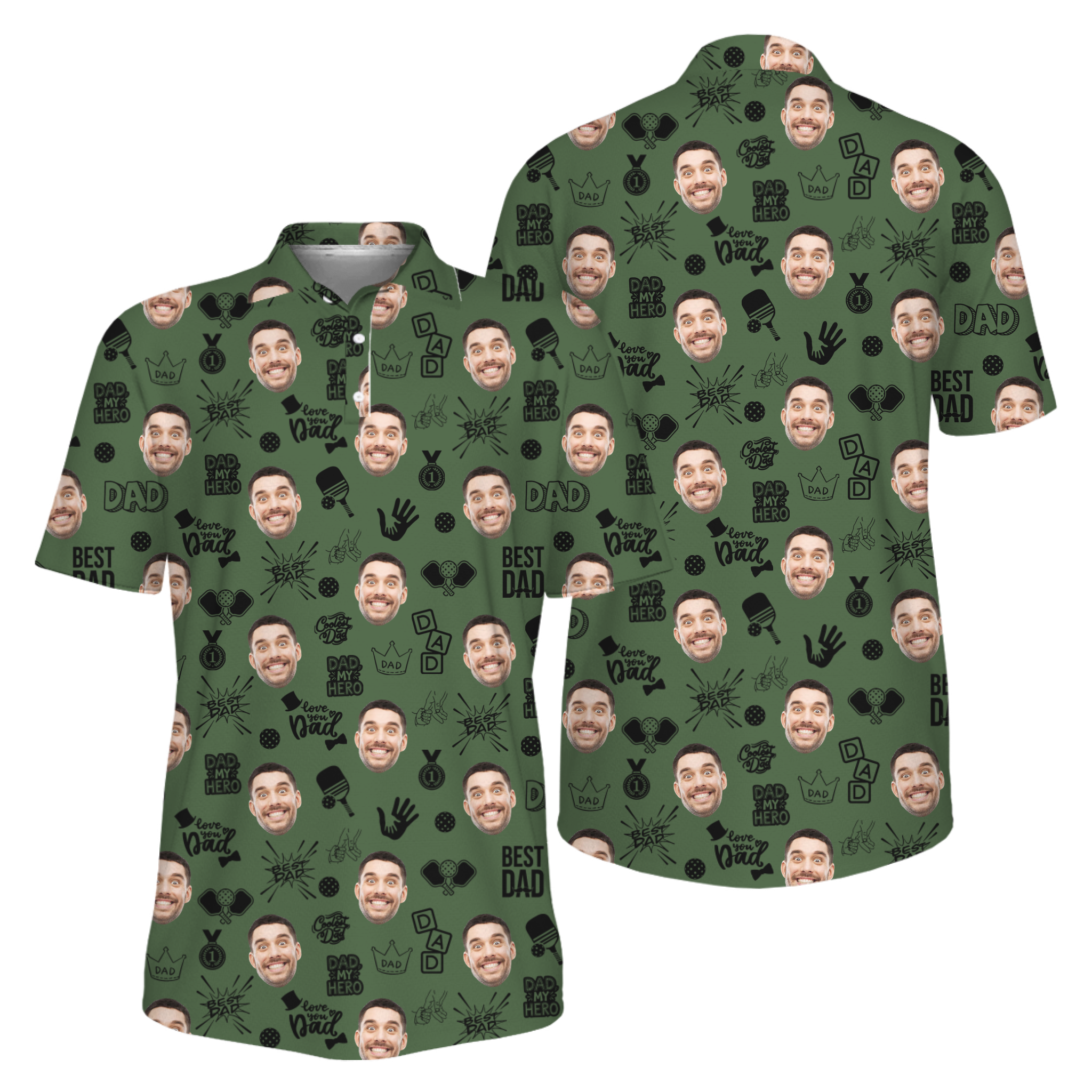 Picklewin Father Day Gift Custom Faces Pickleball UV Protection Polo Shirt 7