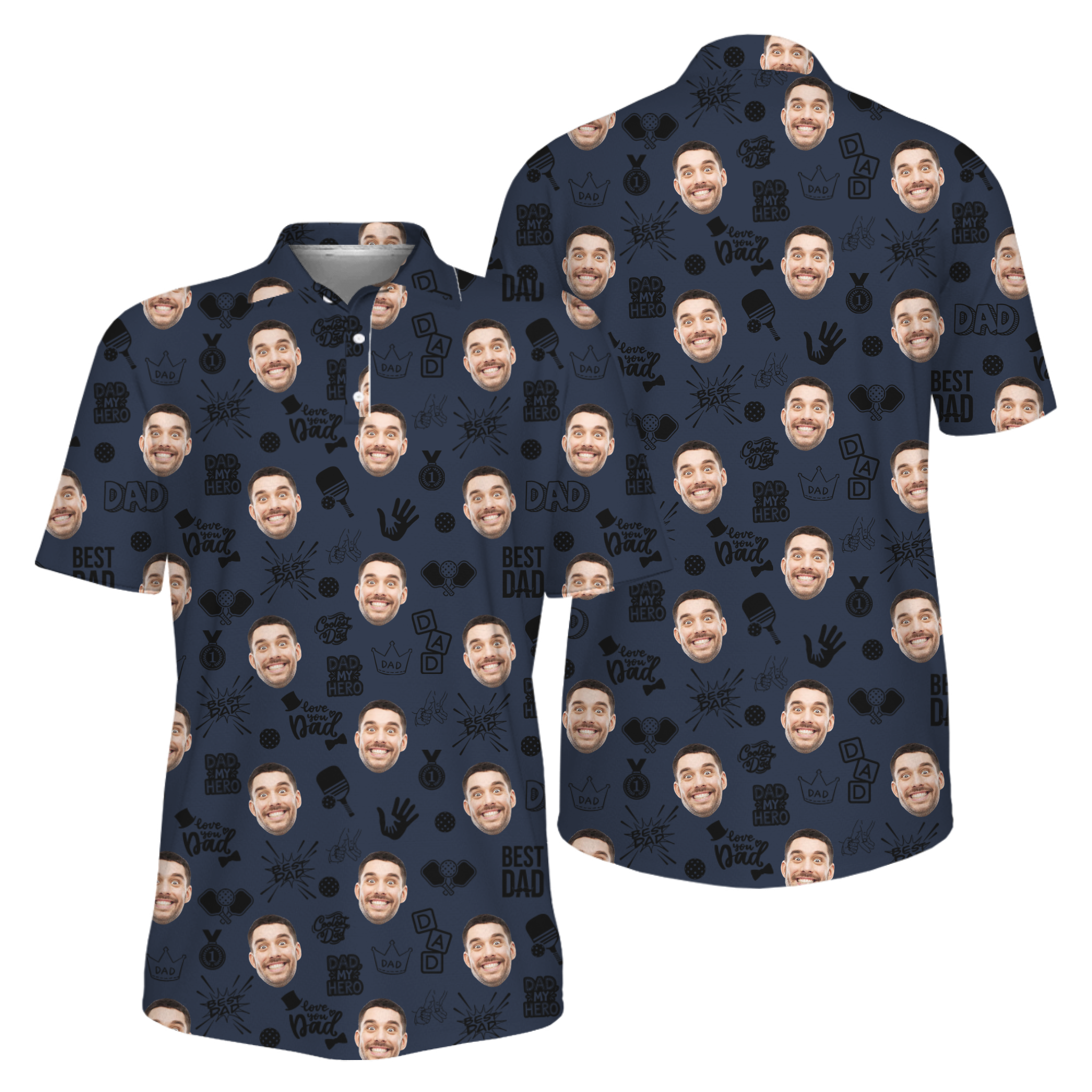 Picklewin Father Day Gift Custom Faces Pickleball UV Protection Polo Shirt 8