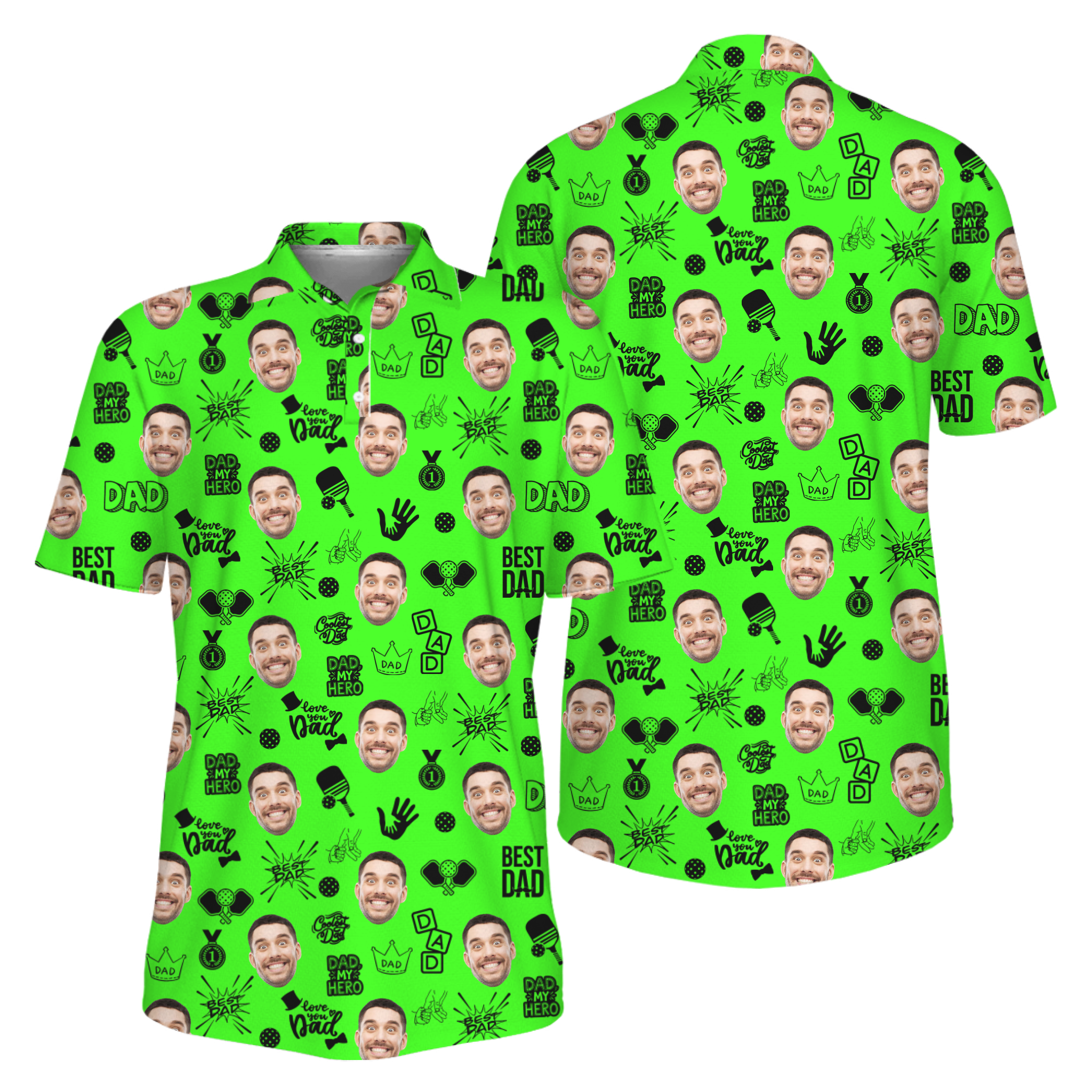 Picklewin Father Day Gift Custom Faces Pickleball UV Protection Polo Shirt 9