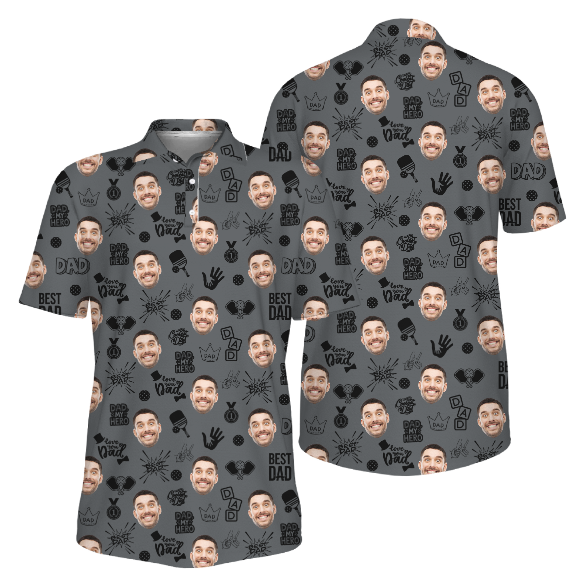 Picklewin Father Day Gift Custom Faces Pickleball UV Protection Polo Shirt 10