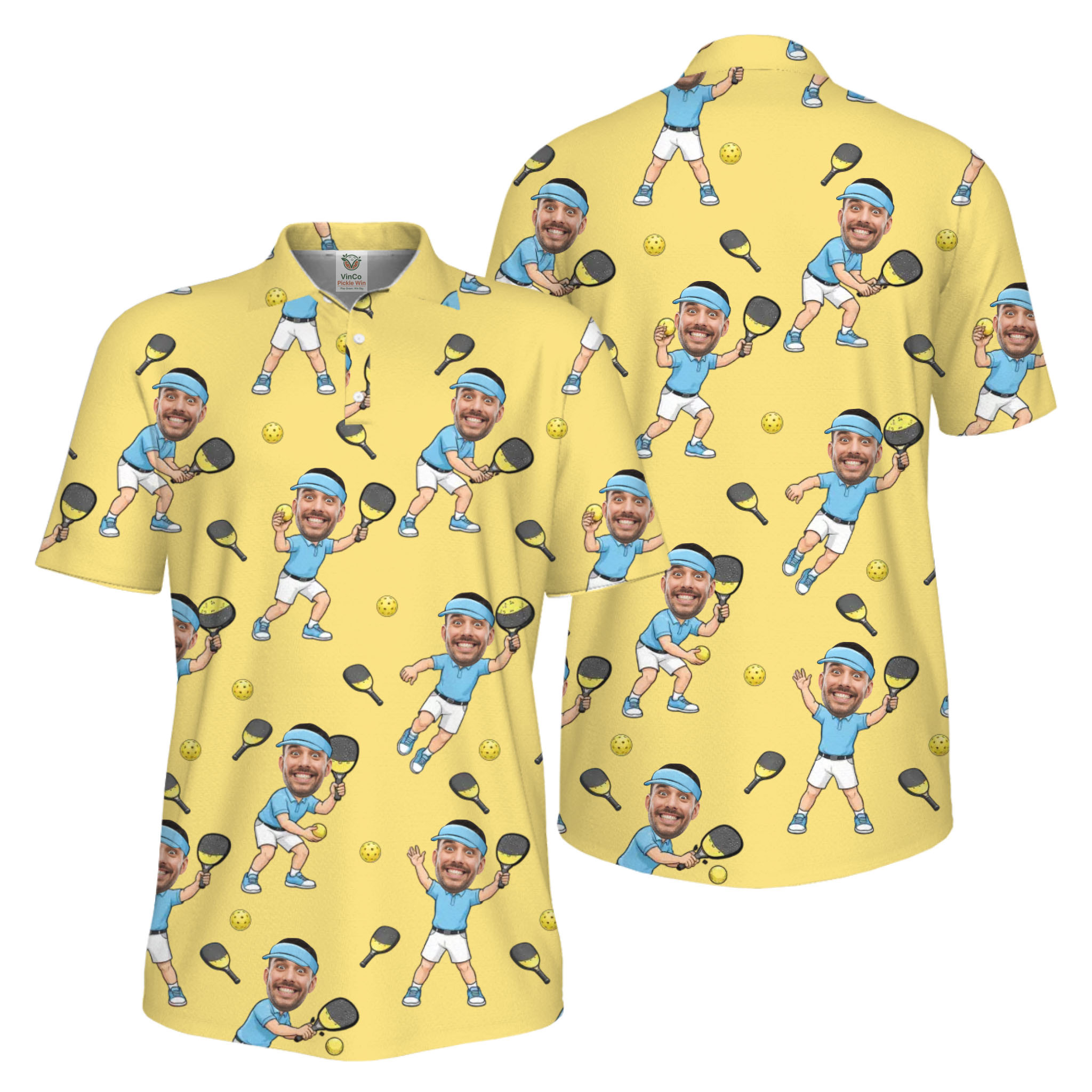 Picklewin Funny Custom Faces Father Day UV Protection Pickleball Polo Shirt For Men  13