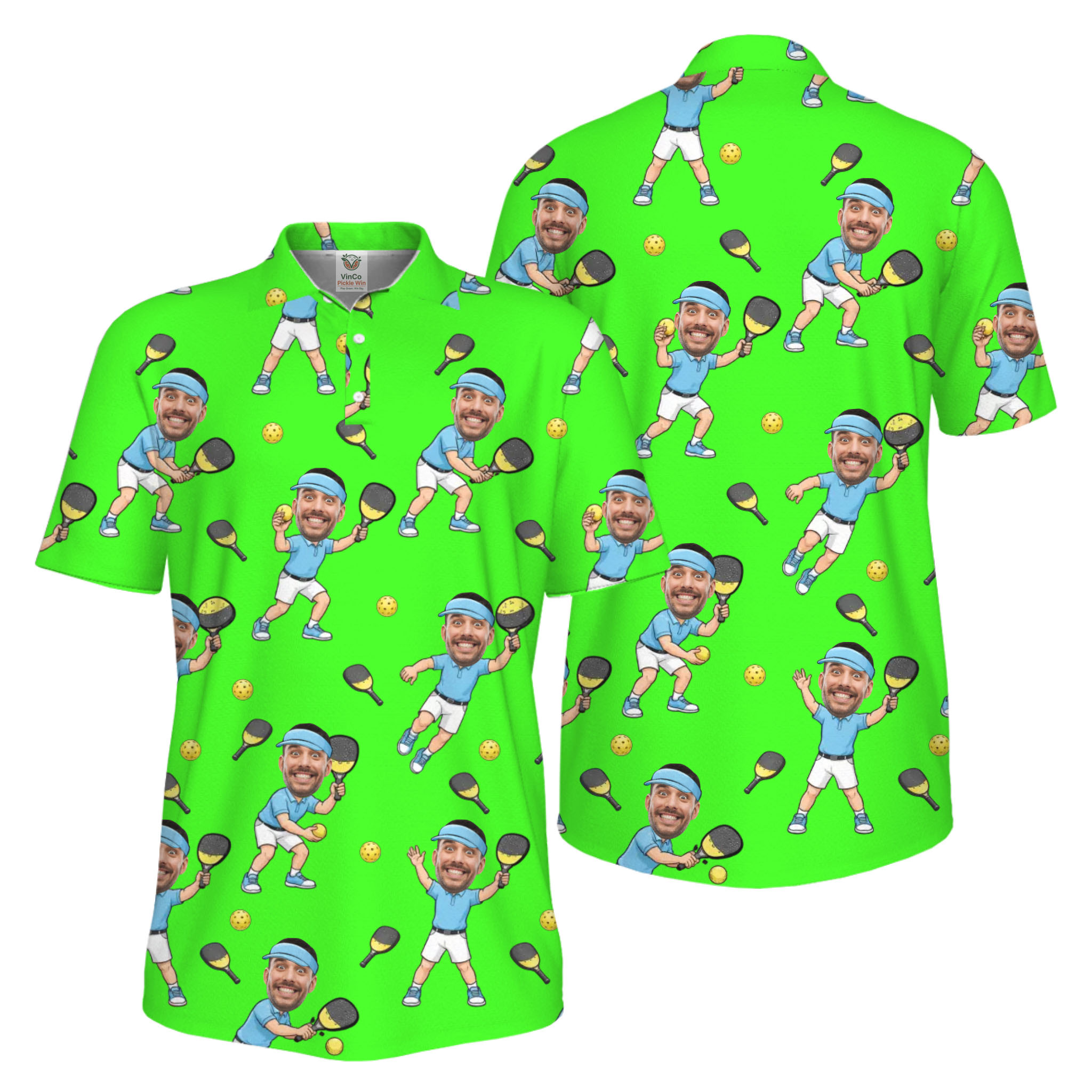 Picklewin Funny Custom Faces Father Day UV Protection Pickleball Polo Shirt For Men  8
