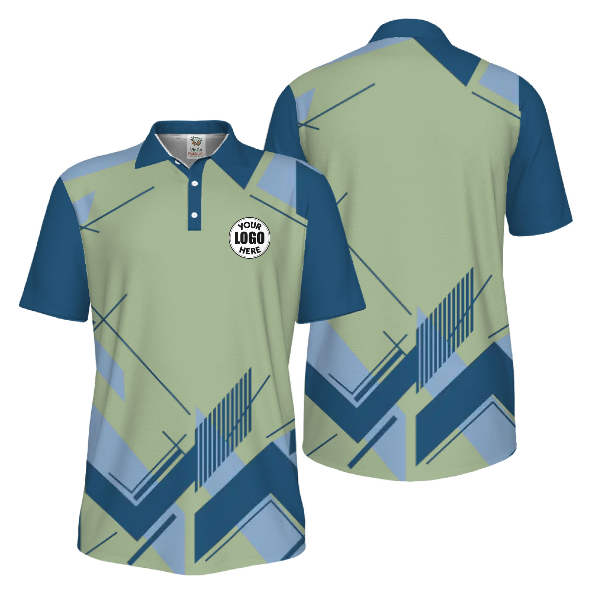 Picklewin Geometric Custom Logo UV Protection Men Polo Shirt Live Preview  7