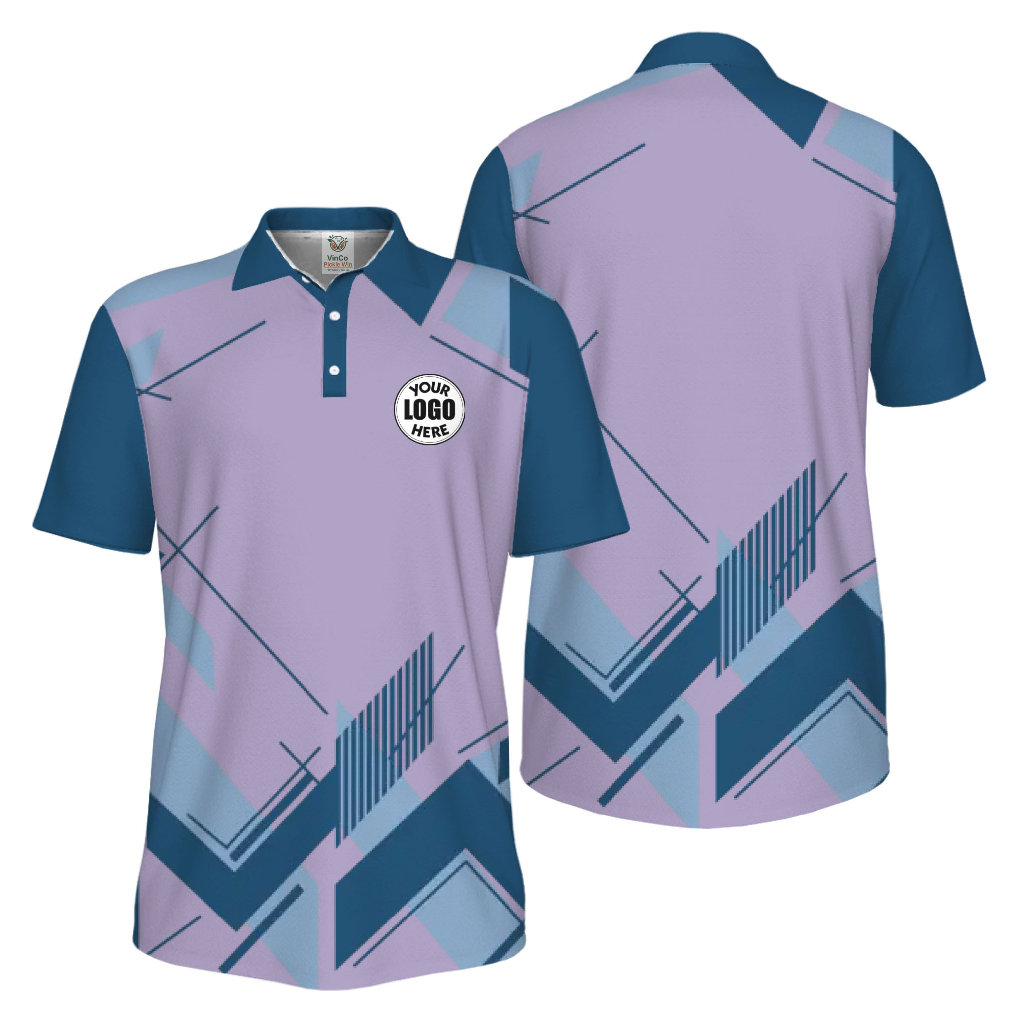 Picklewin Geometric Custom Logo UV Protection Men Polo Shirt Live Preview  13