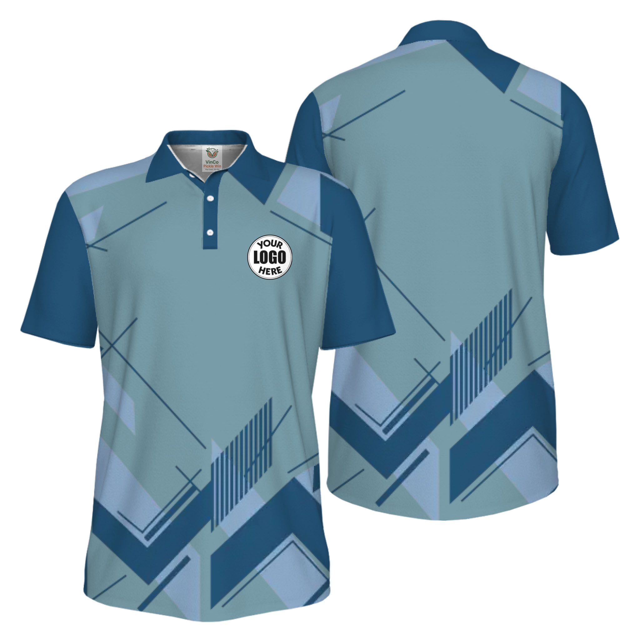 Picklewin Geometric Custom Logo UV Protection Men Polo Shirt Live Preview  6