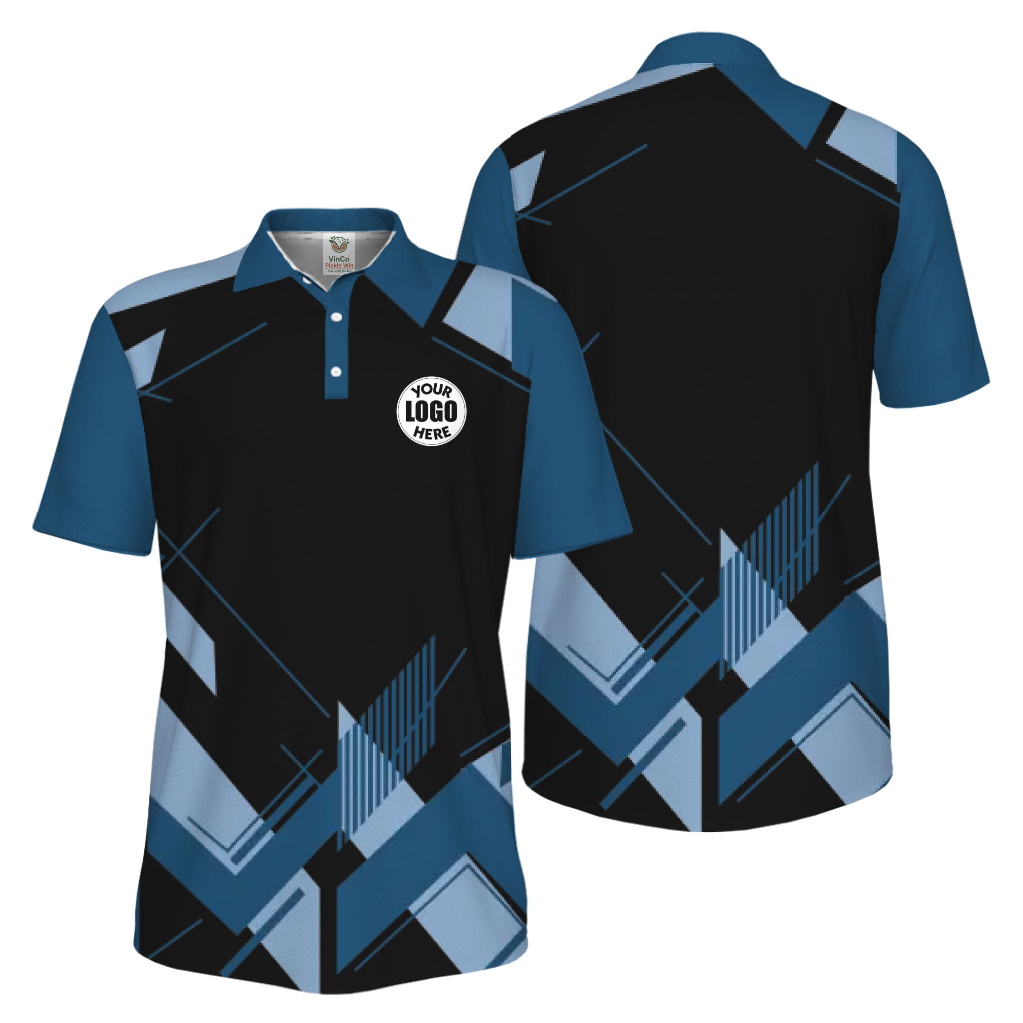 Picklewin Geometric Custom Logo UV Protection Men Polo Shirt Live Preview  15