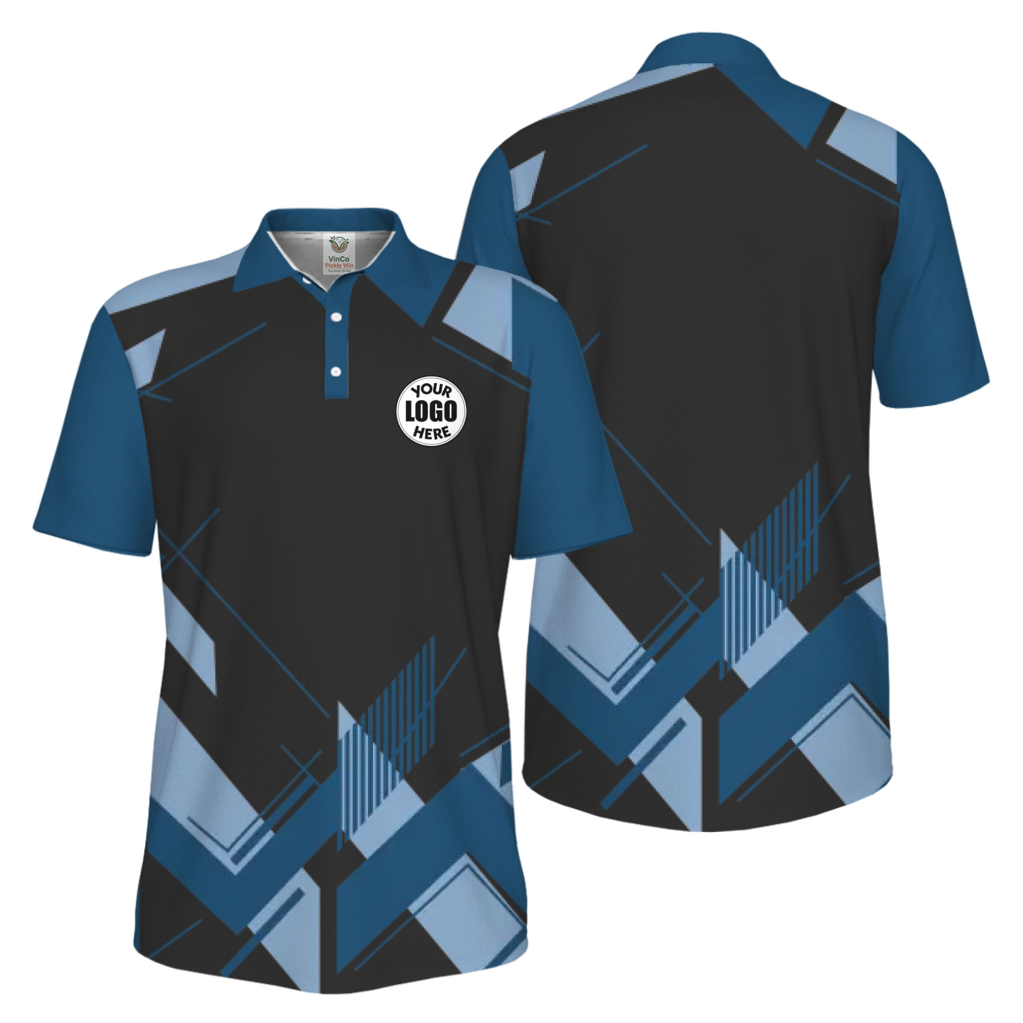 Picklewin Geometric Custom Logo UV Protection Men Polo Shirt Live Preview  4