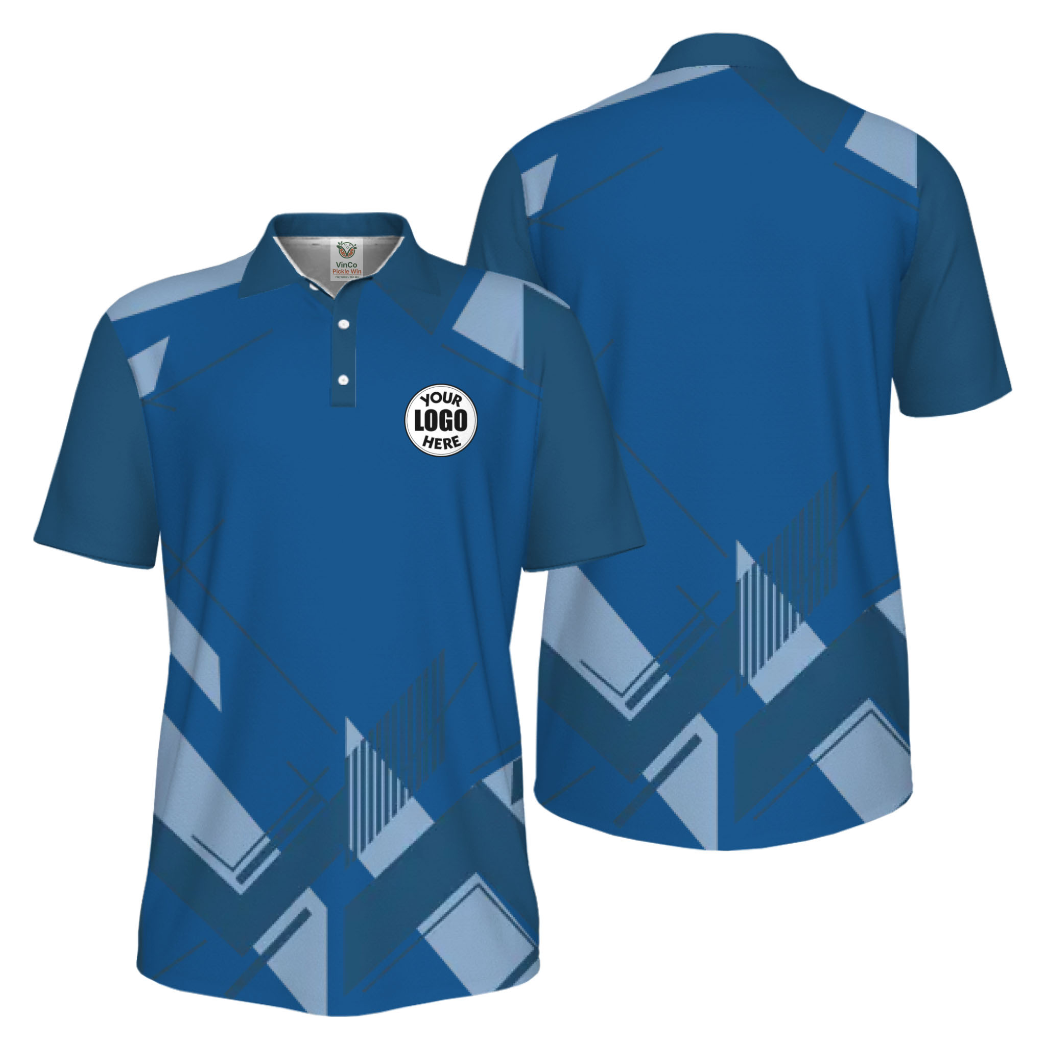 Picklewin Geometric Custom Logo UV Protection Men Polo Shirt Live Preview  5