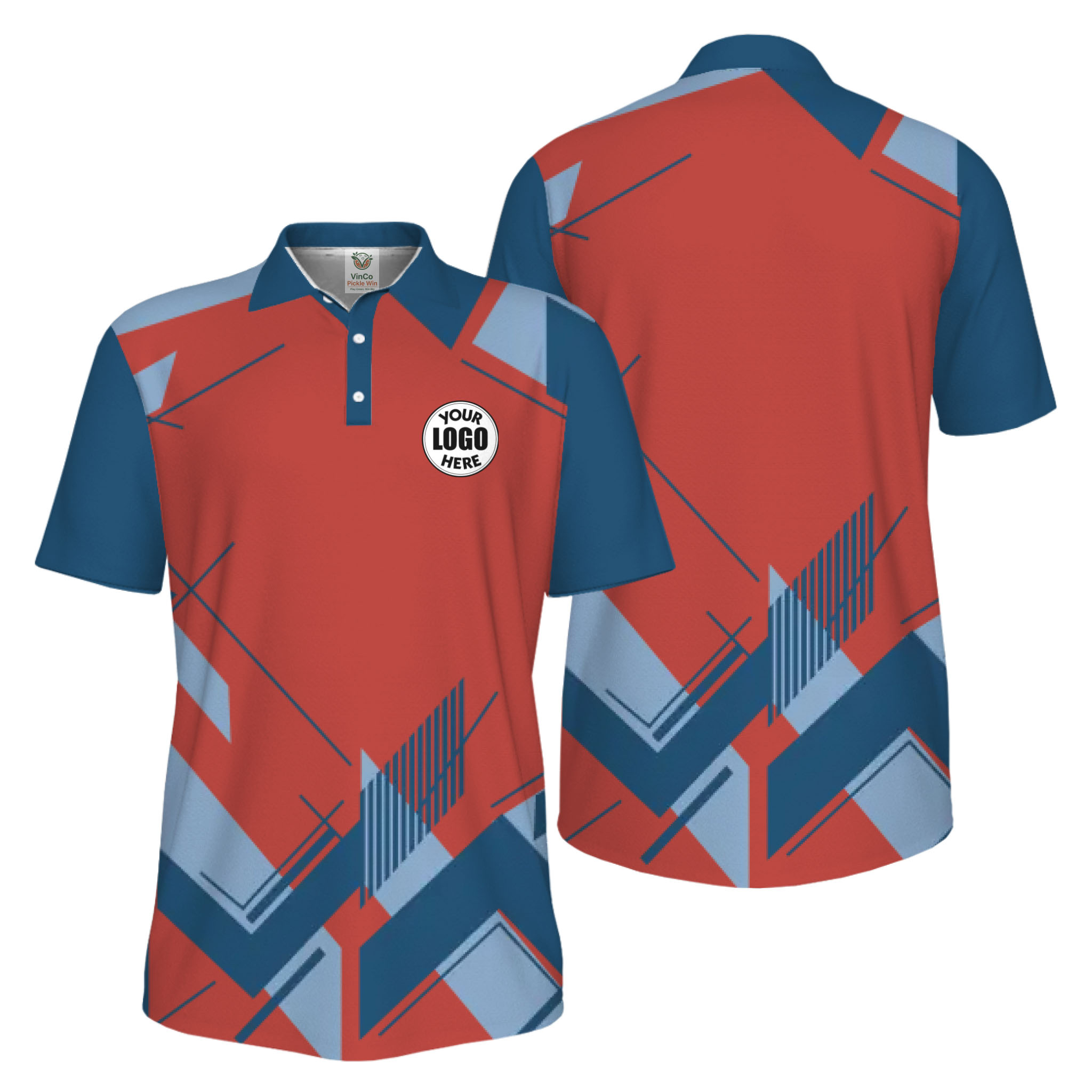 Picklewin Geometric Custom Logo UV Protection Men Polo Shirt Live Preview  9