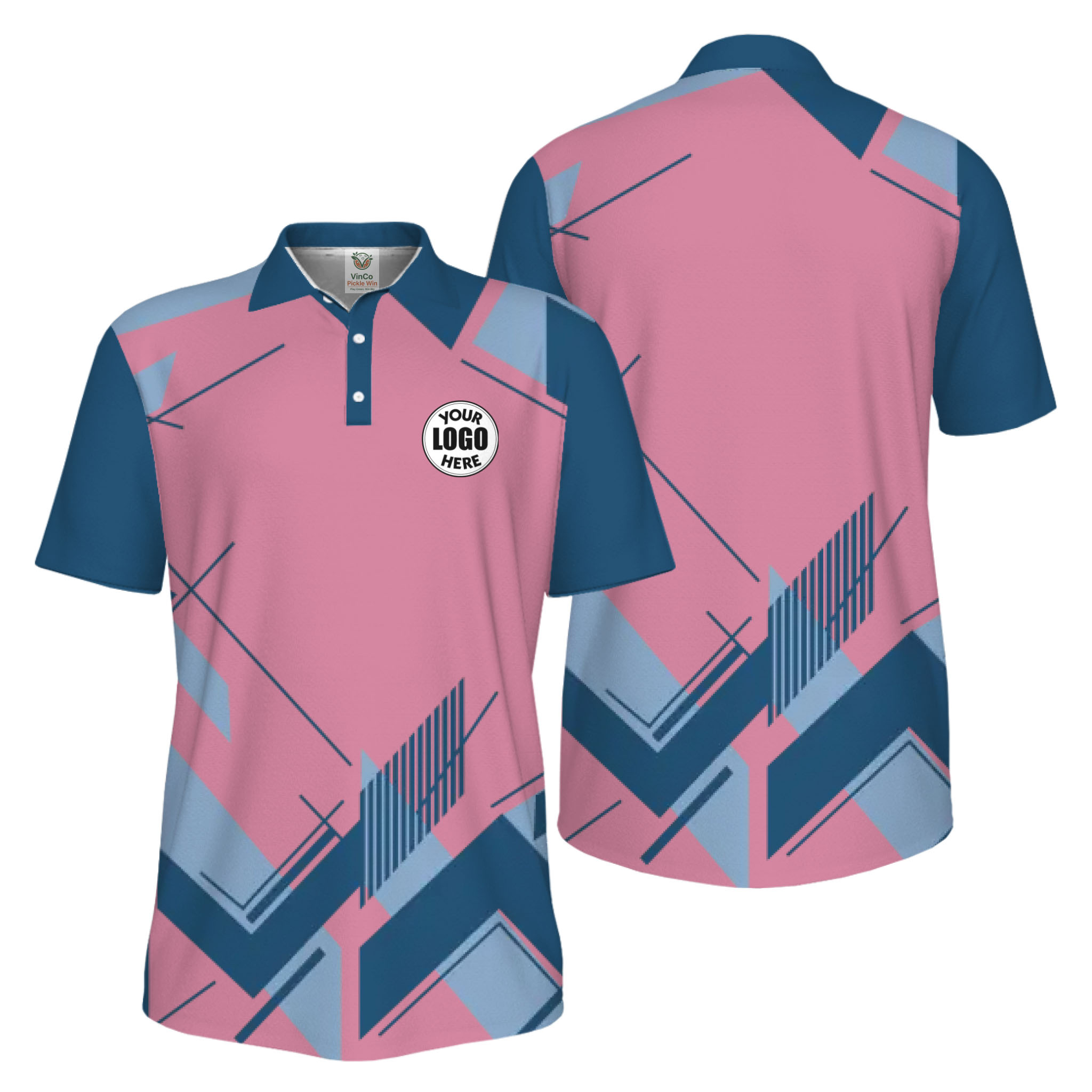 Picklewin Geometric Custom Logo UV Protection Men Polo Shirt Live Preview  10