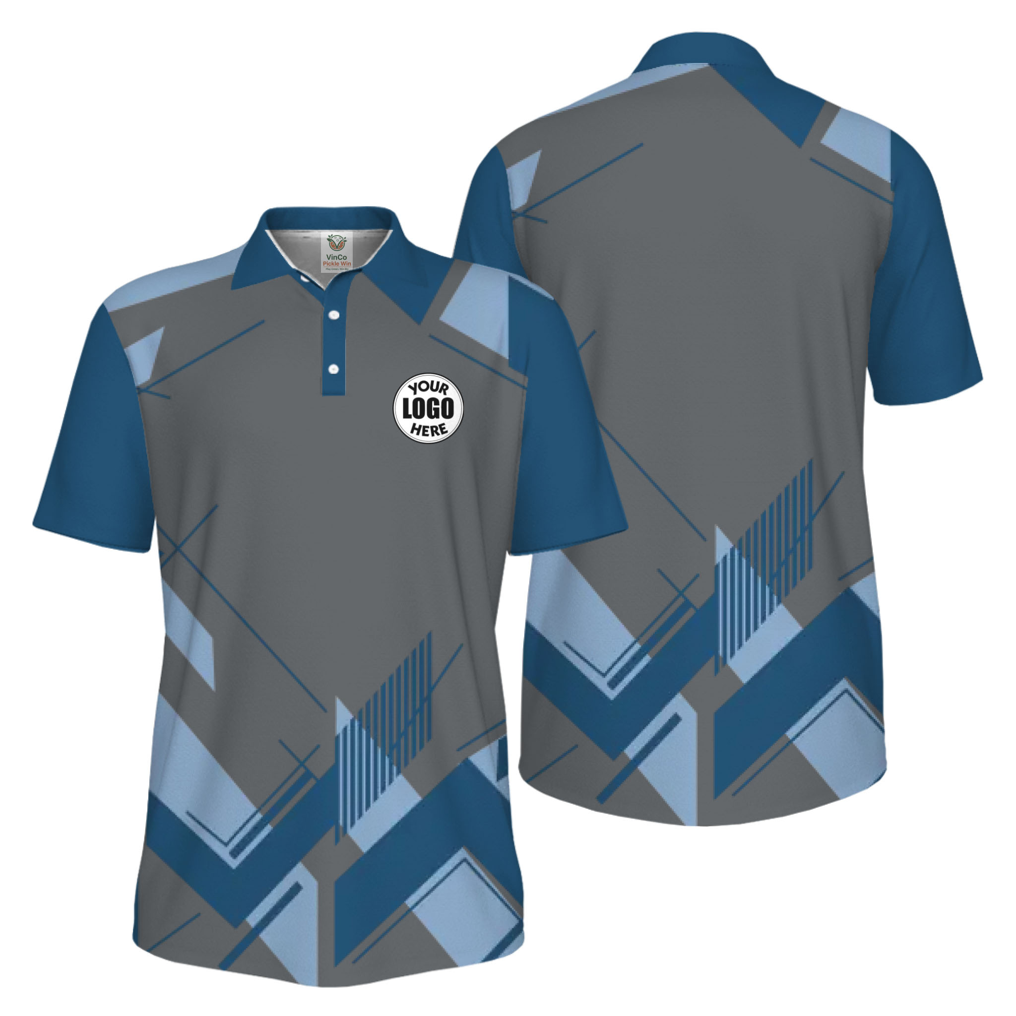 Picklewin Geometric Custom Logo UV Protection Men Polo Shirt Live Preview  3