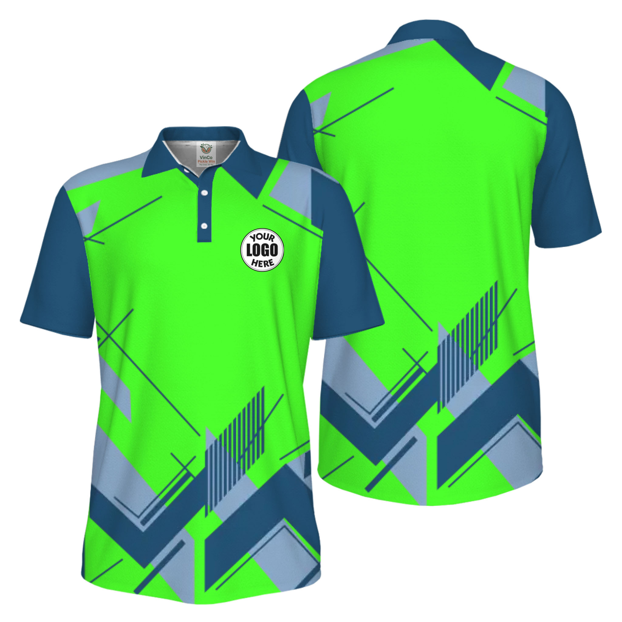 Picklewin Geometric Custom Logo UV Protection Men Polo Shirt Live Preview  11