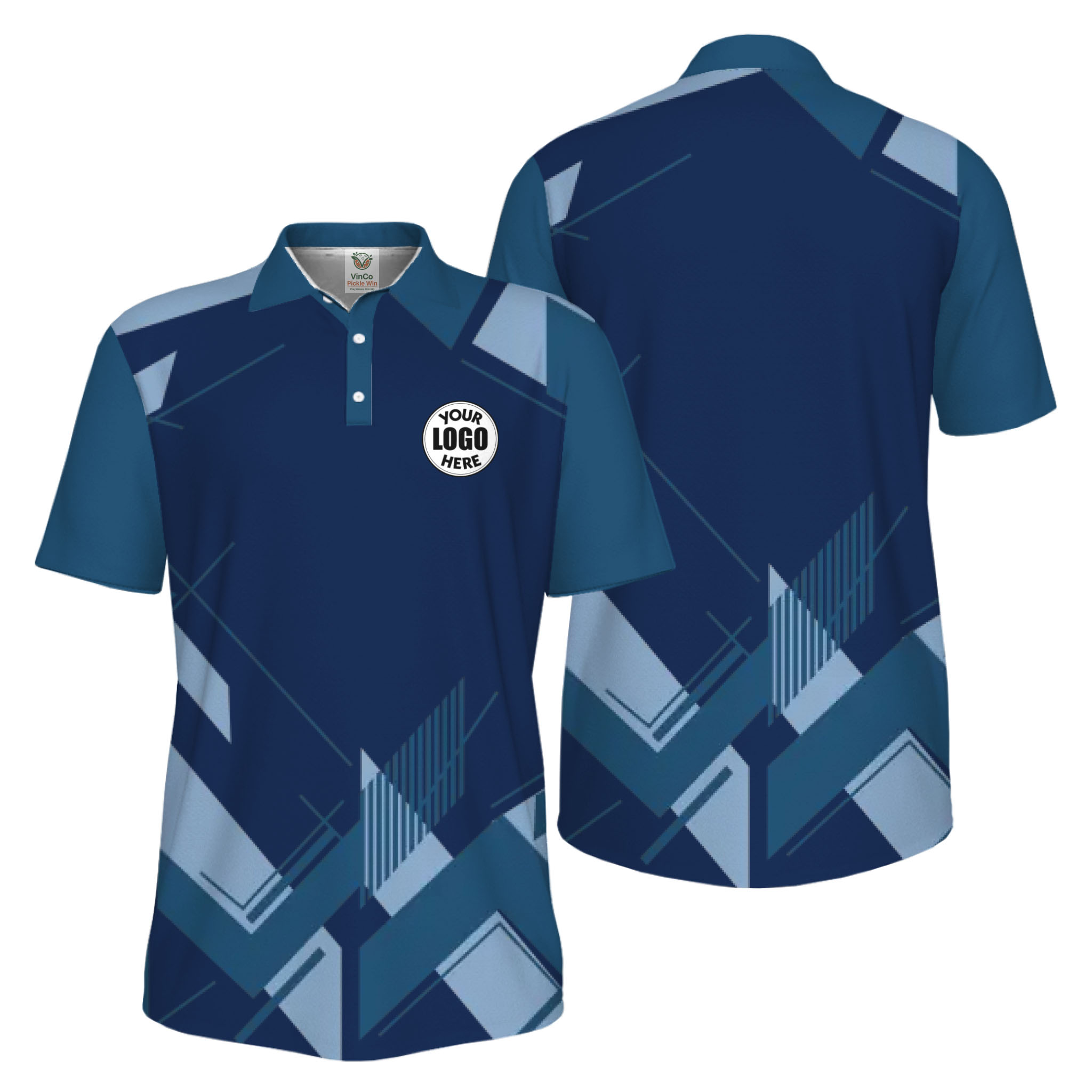Picklewin Geometric Custom Logo UV Protection Men Polo Shirt Live Preview  2