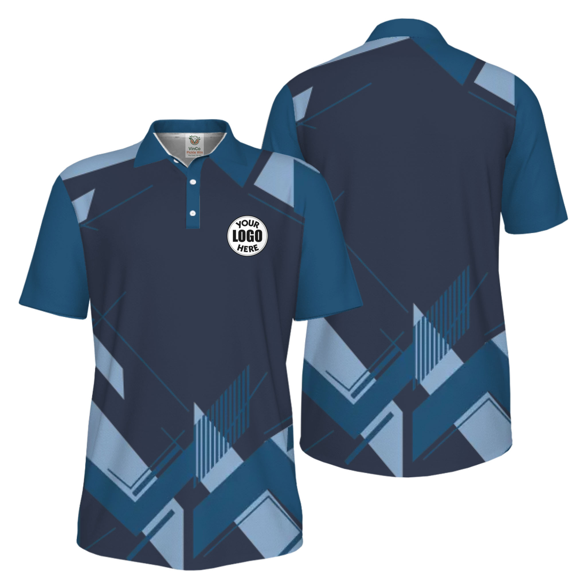 Picklewin Geometric Custom Logo UV Protection Men Polo Shirt Live Preview  12