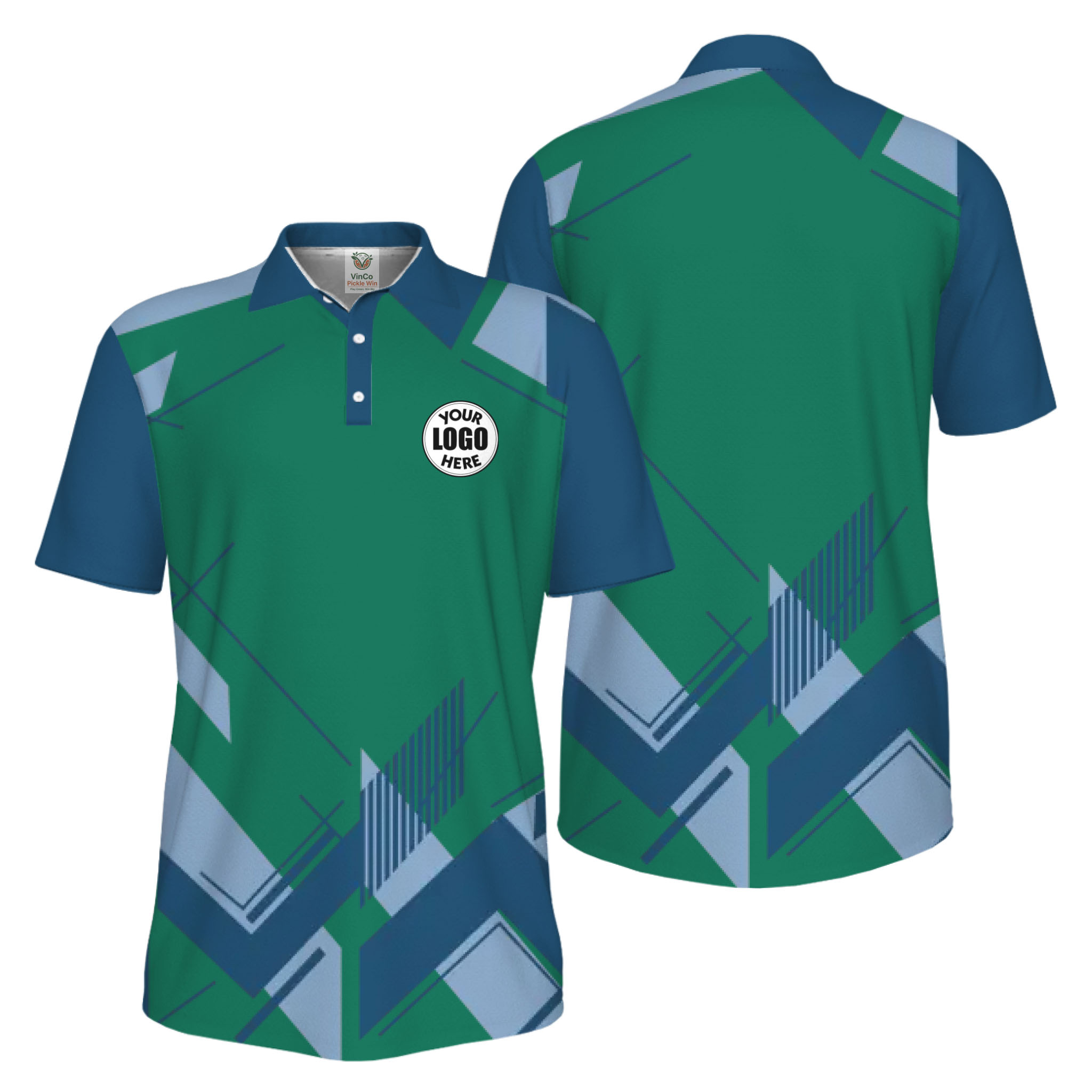 Picklewin Geometric Custom Logo UV Protection Men Polo Shirt Live Preview  8