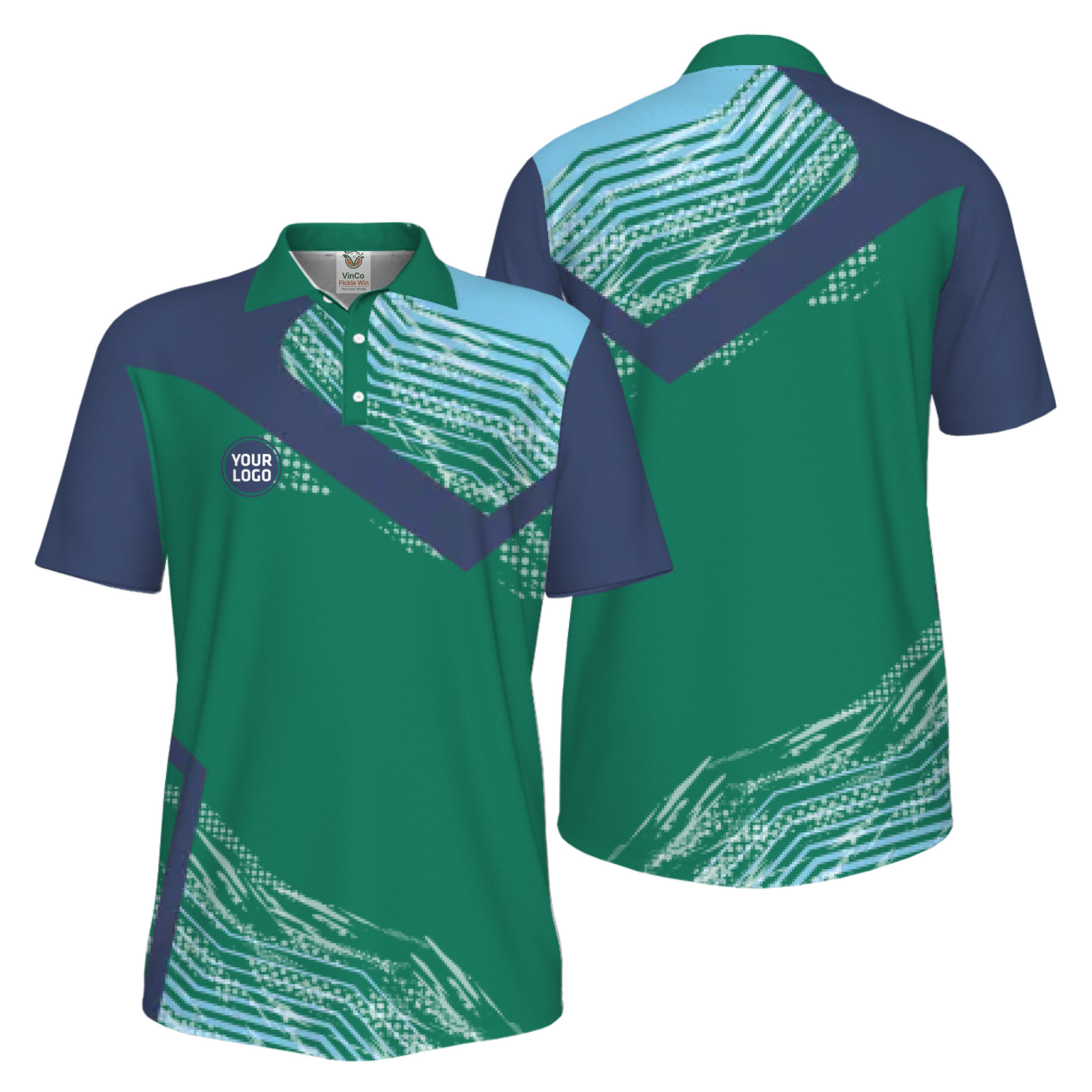 Picklewin Geometric Custom Logo UV Protection Pickleball Polo Shirt Men 11