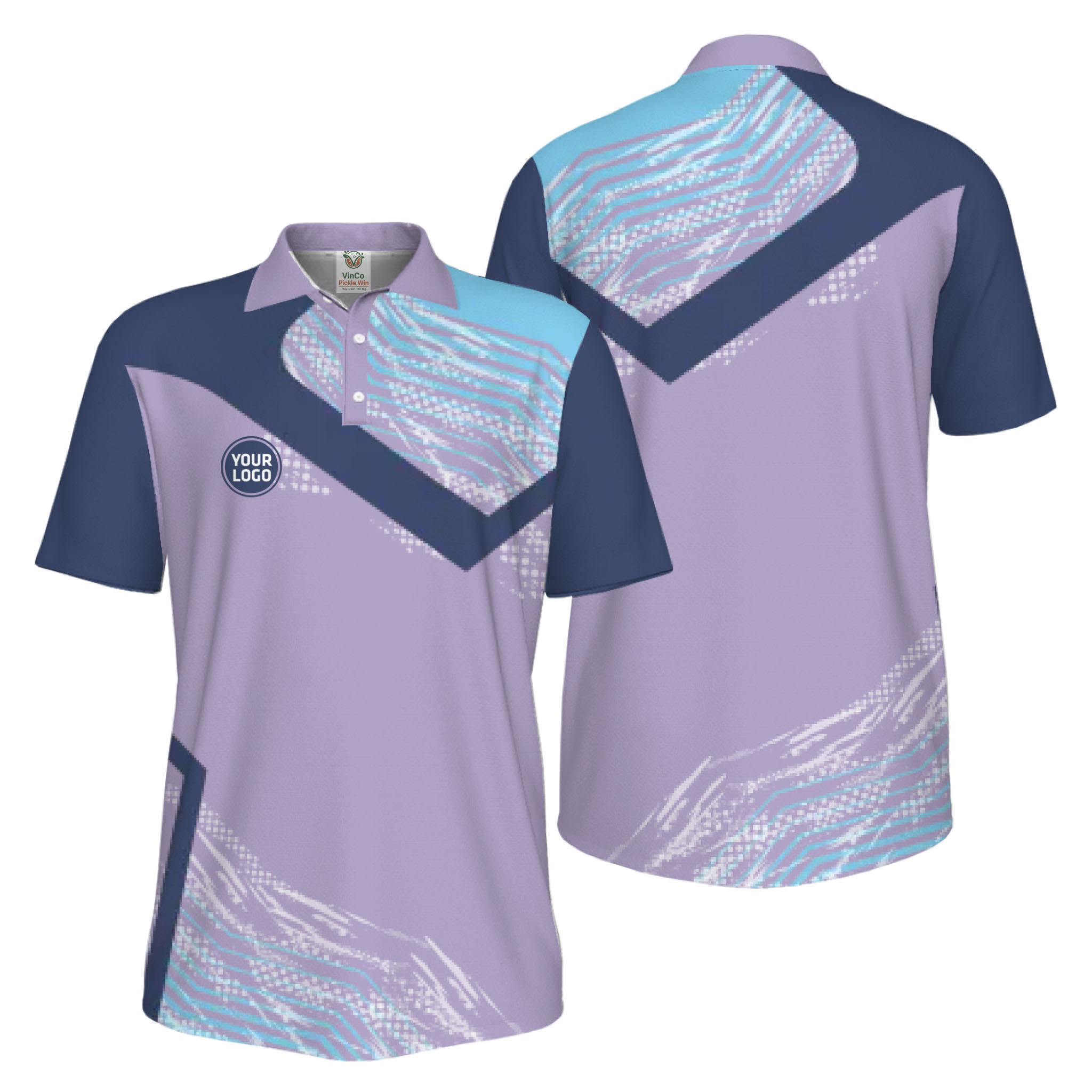 Picklewin Geometric Custom Logo UV Protection Pickleball Polo Shirt Men 12