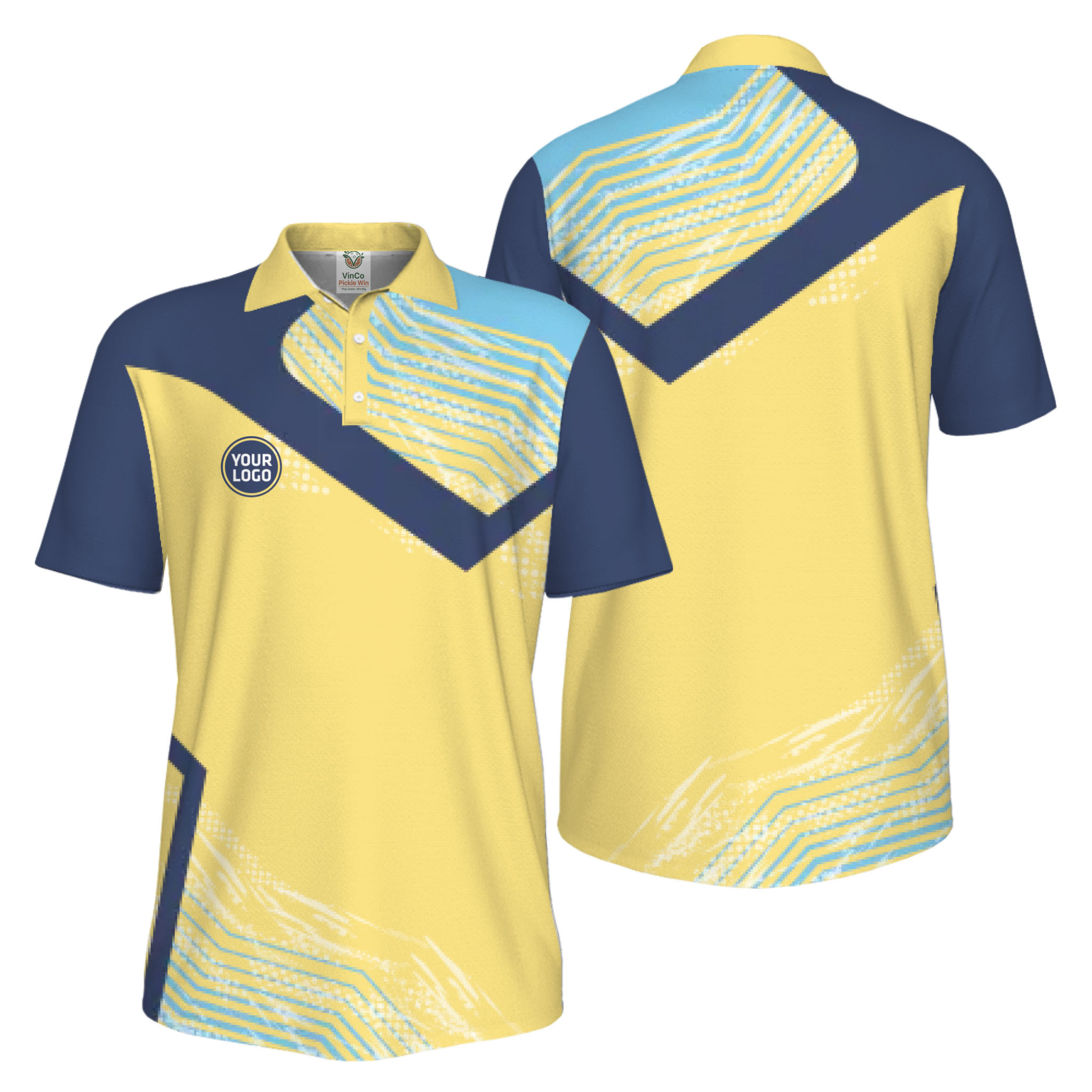 Picklewin Geometric Custom Logo UV Protection Pickleball Polo Shirt Men 13