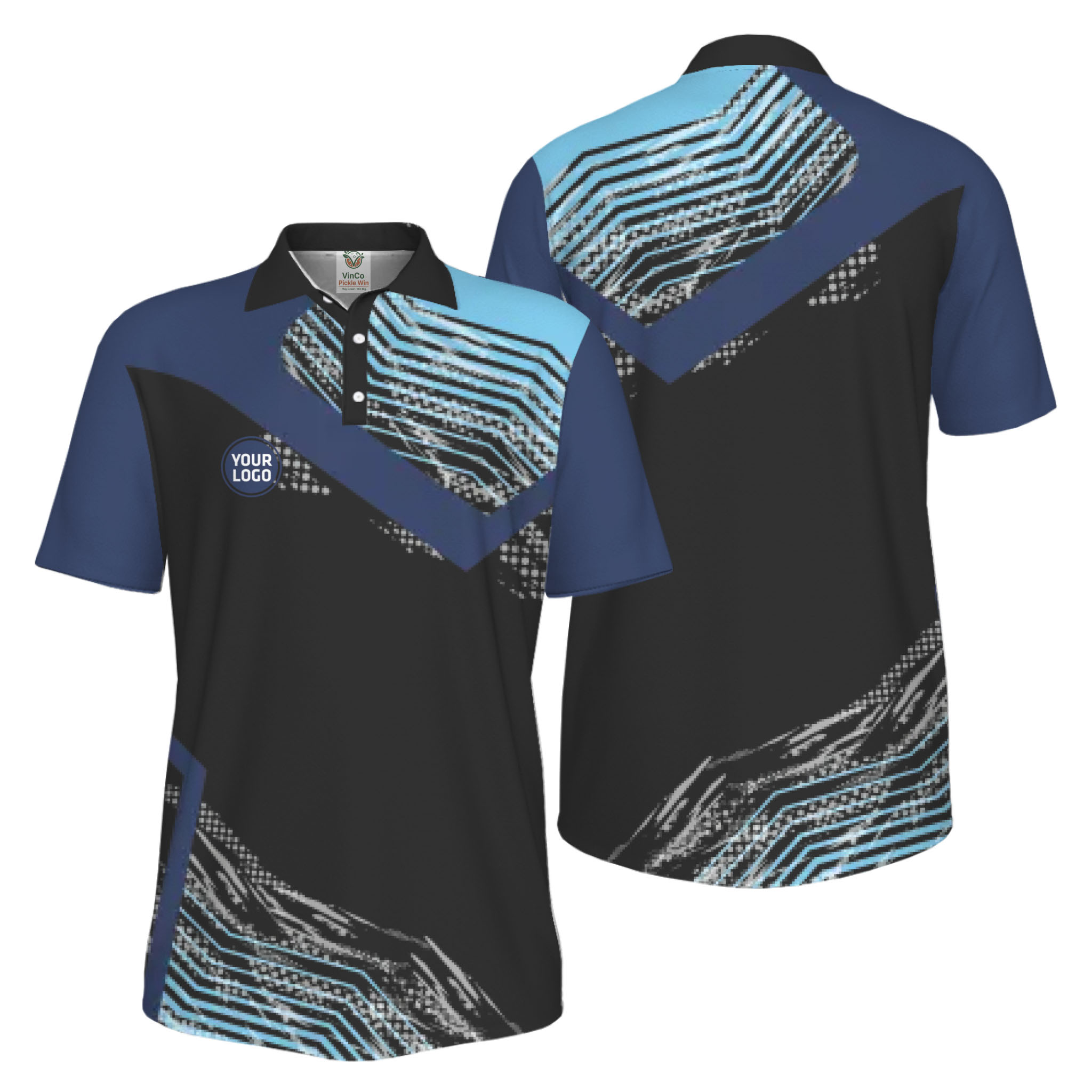 Picklewin Geometric Custom Logo UV Protection Pickleball Polo Shirt Men 2
