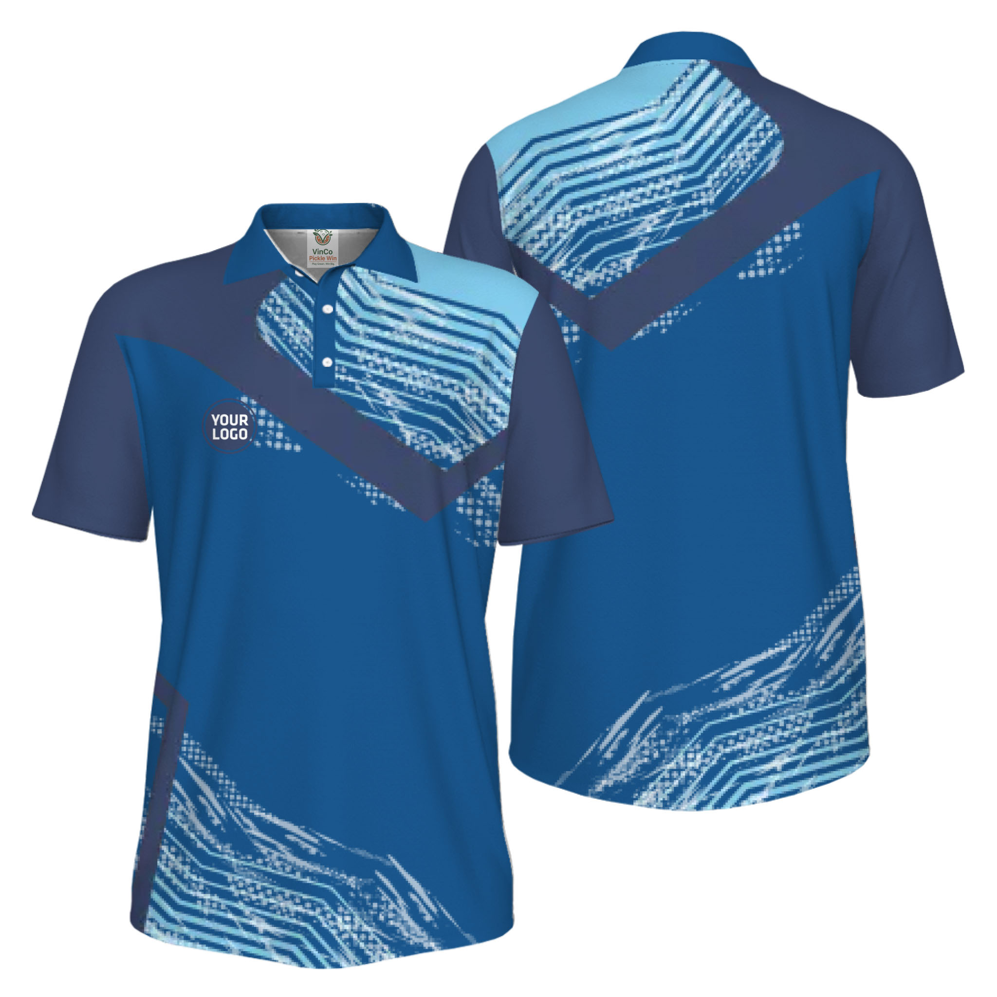 Picklewin Geometric Custom Logo UV Protection Pickleball Polo Shirt Men 4