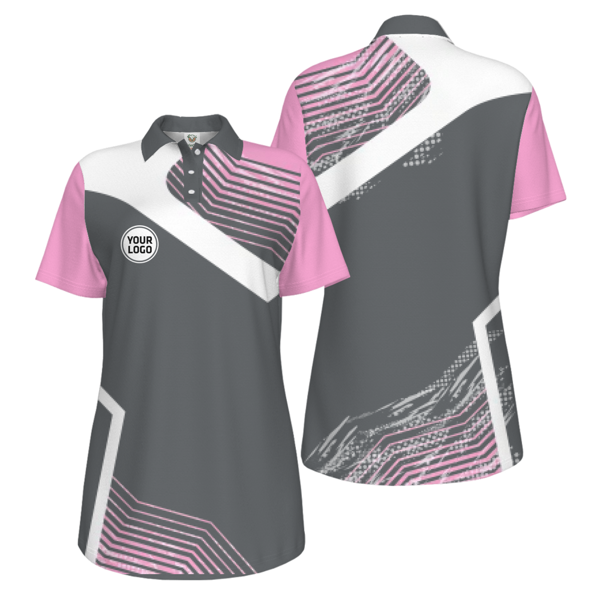 Picklewin Geometric Custom Logo UV Protection Pickleball Polo Shirt Women  9