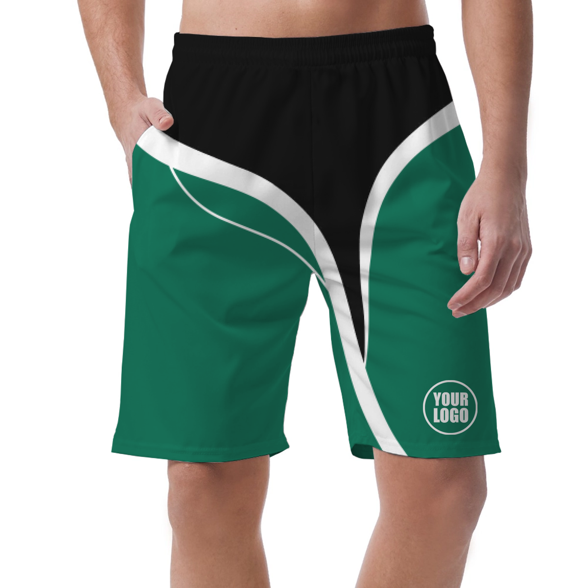 Picklewin Men's Customized Short Pants With Simple Curves 9