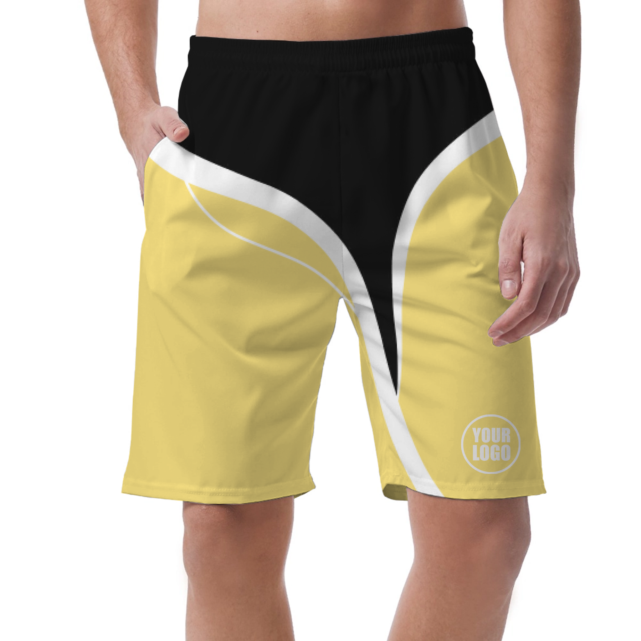 Picklewin Men's Customized Short Pants With Simple Curves 2
