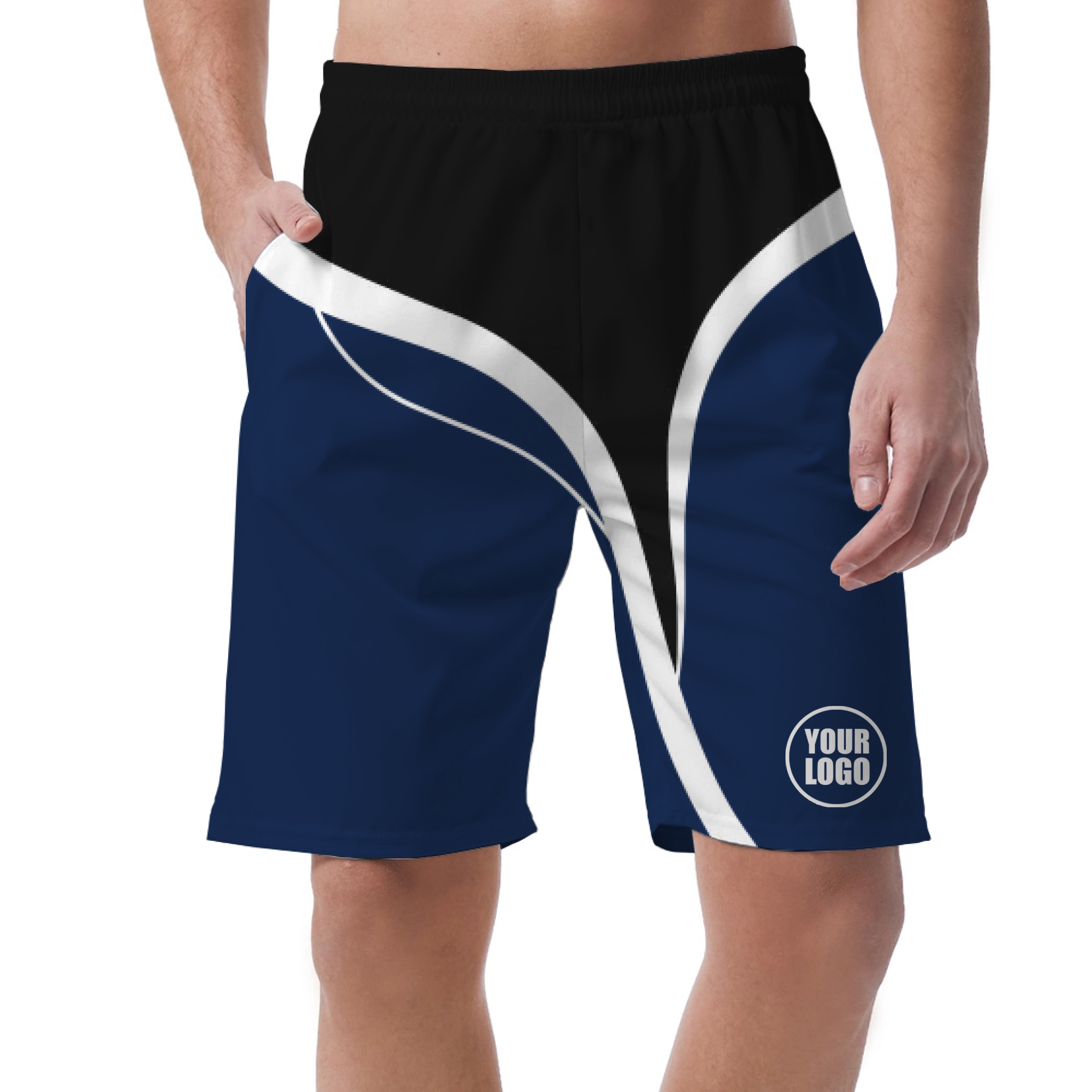 Picklewin Men's Customized Short Pants With Simple Curves 14