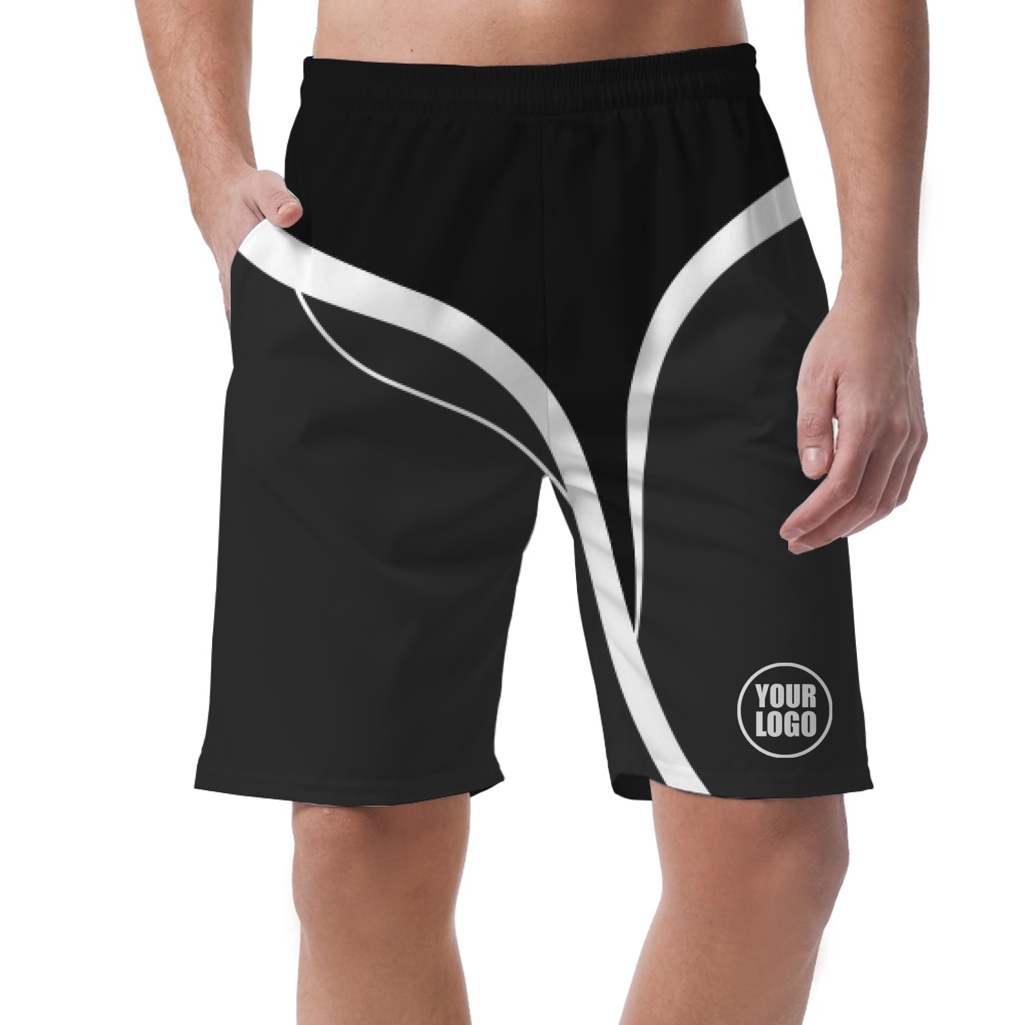 Picklewin Men's Customized Short Pants With Simple Curves 15