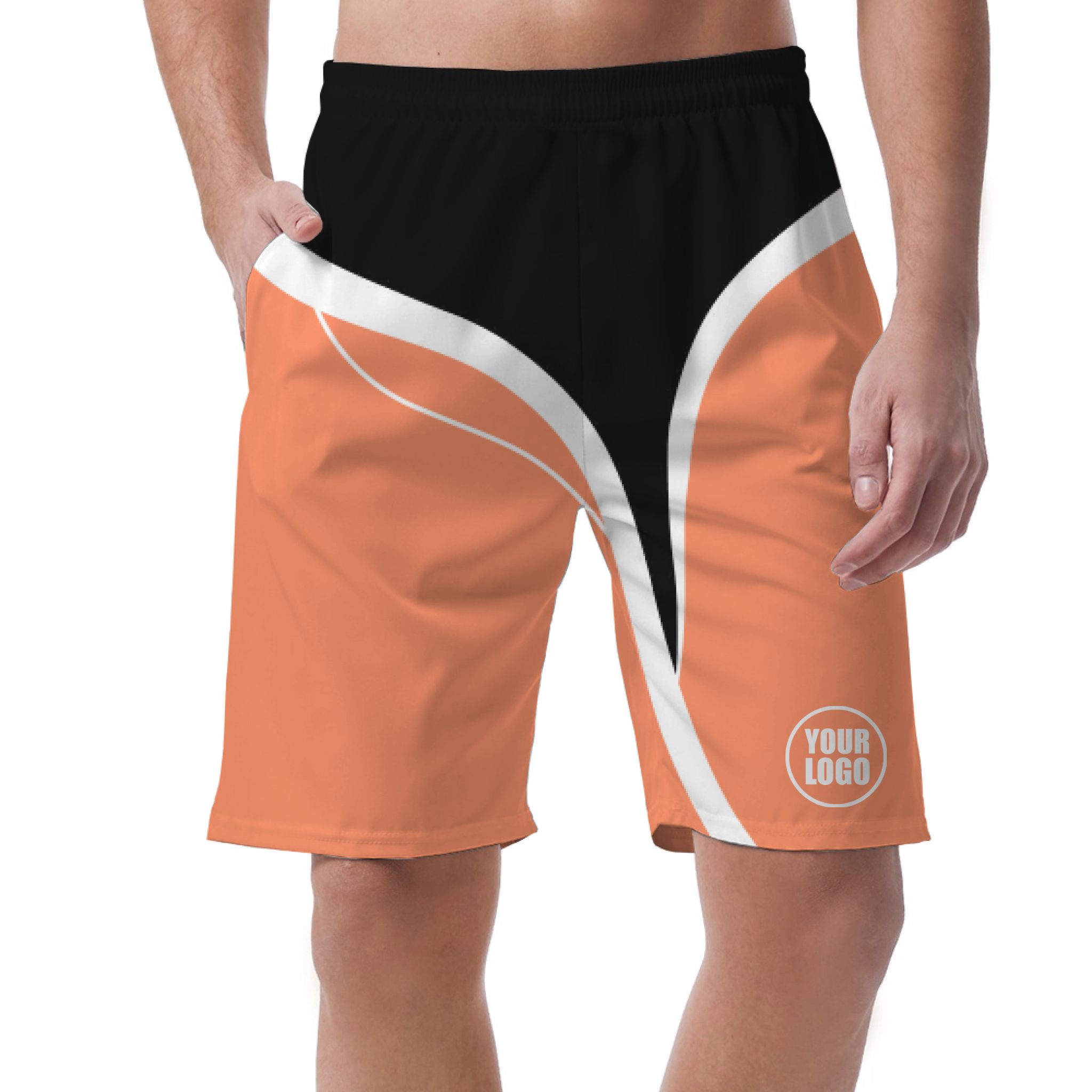 Picklewin Men's Customized Short Pants With Simple Curves 5