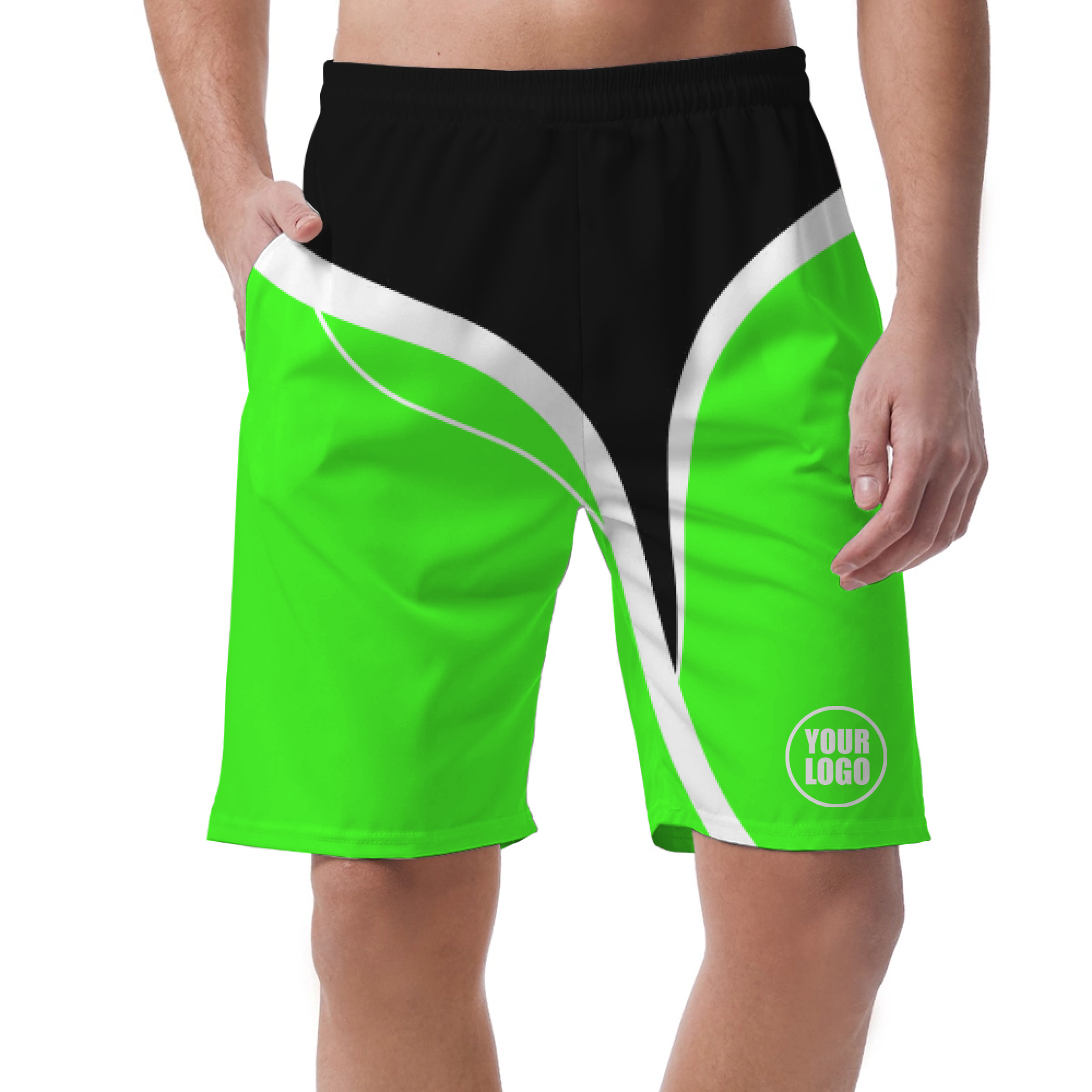 Picklewin Men's Customized Short Pants With Simple Curves 7