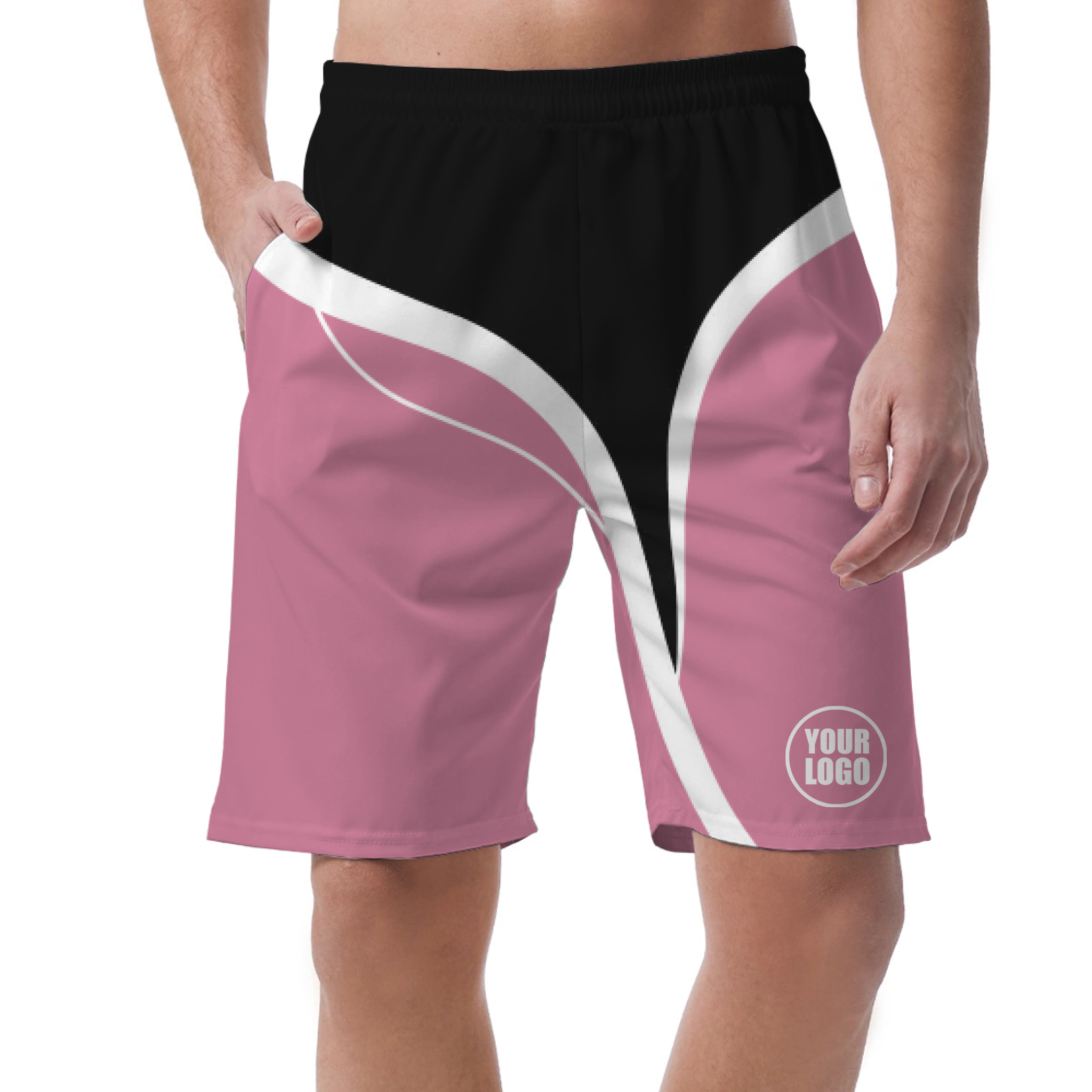 Picklewin Men's Customized Short Pants With Simple Curves 4