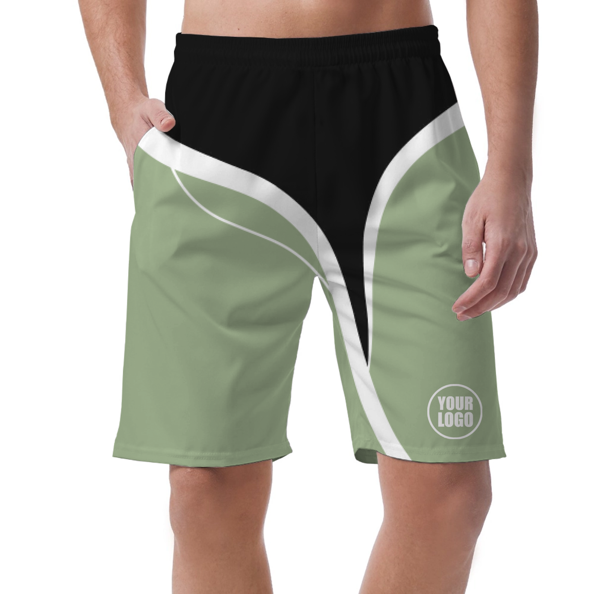 Picklewin Men's Customized Short Pants With Simple Curves 10