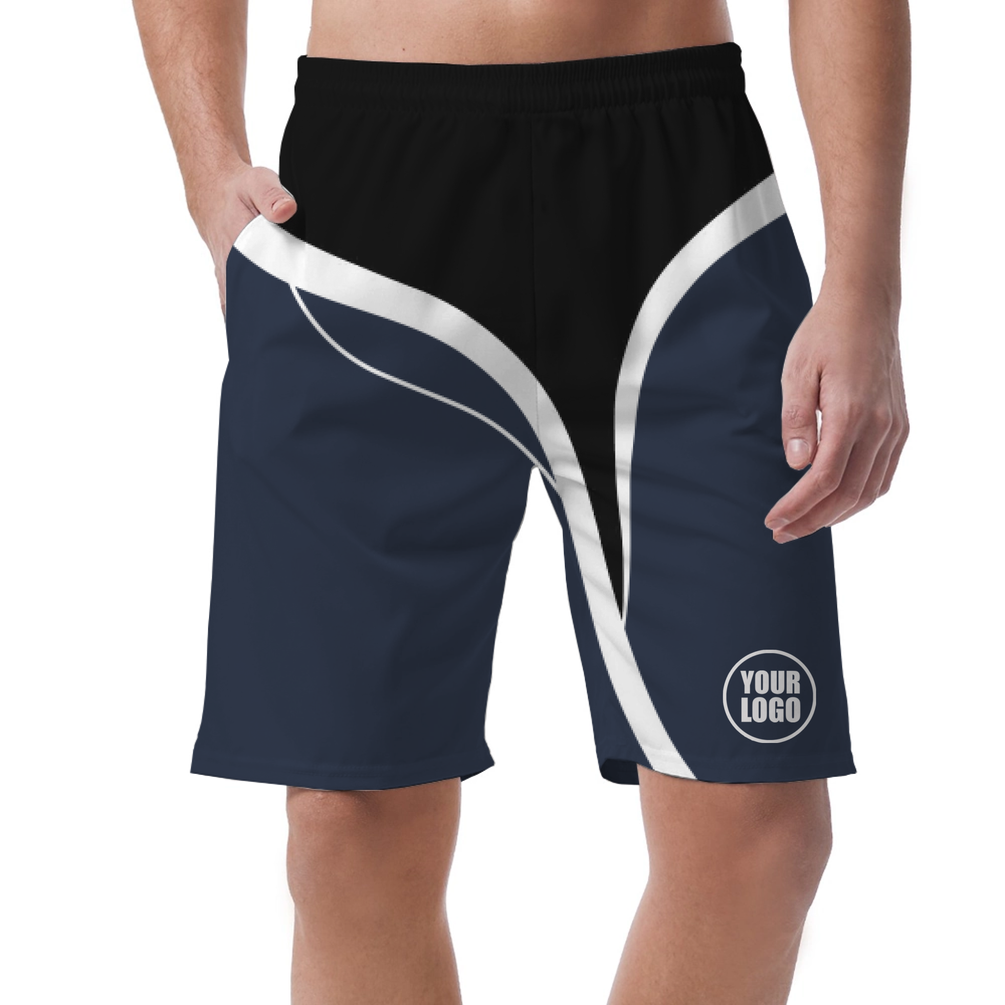 Picklewin Men's Customized Short Pants With Simple Curves 3