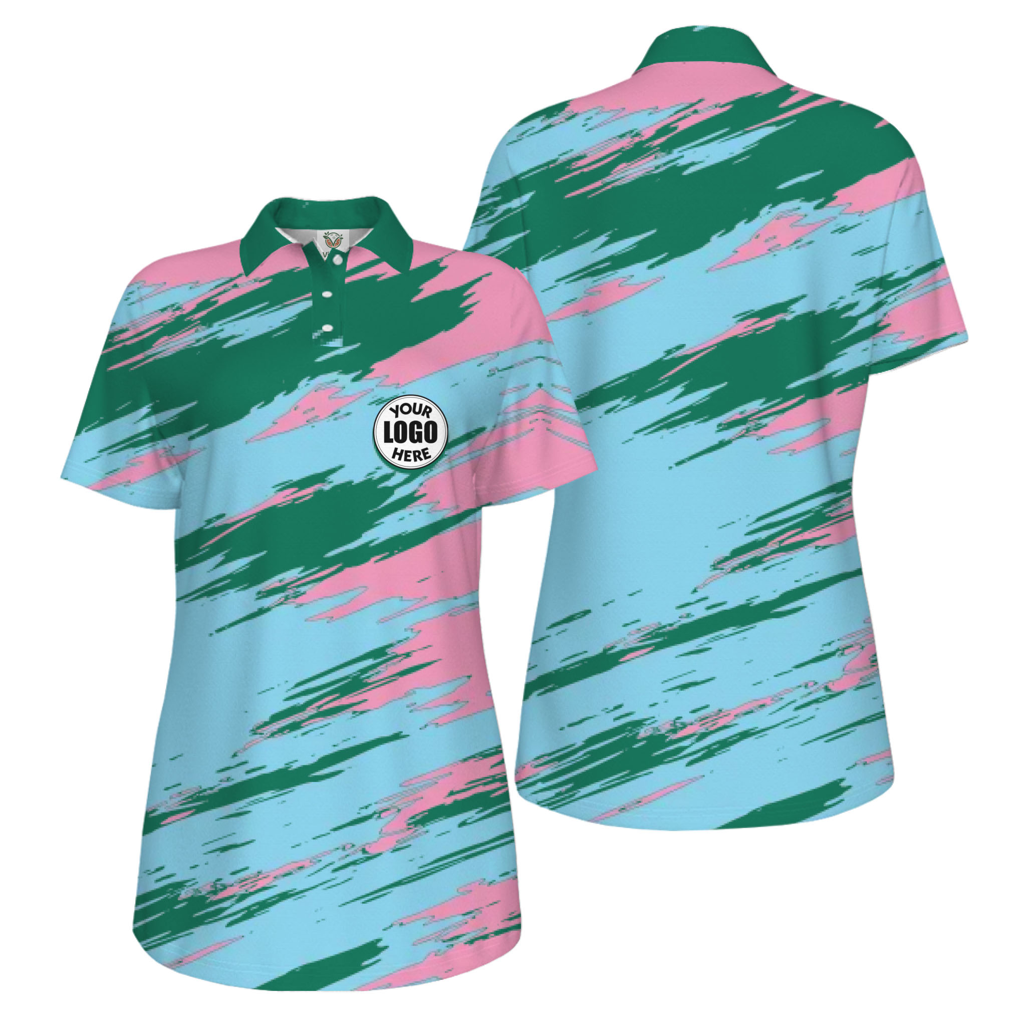 Picklewin Modern Brush Pattern Custom Logo Women Pickleball Polo Shirt 11