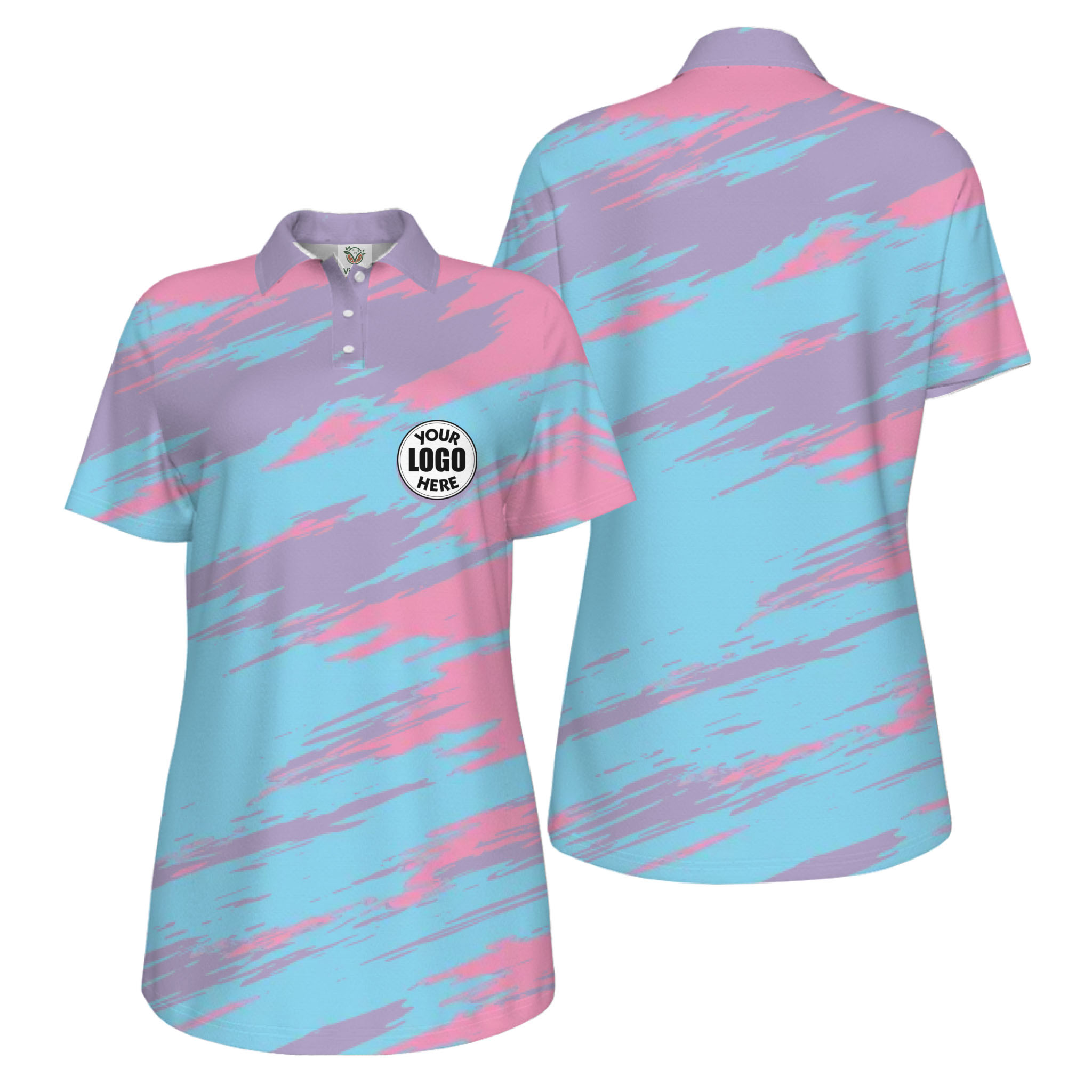 Picklewin Modern Brush Pattern Custom Logo Women Pickleball Polo Shirt 12