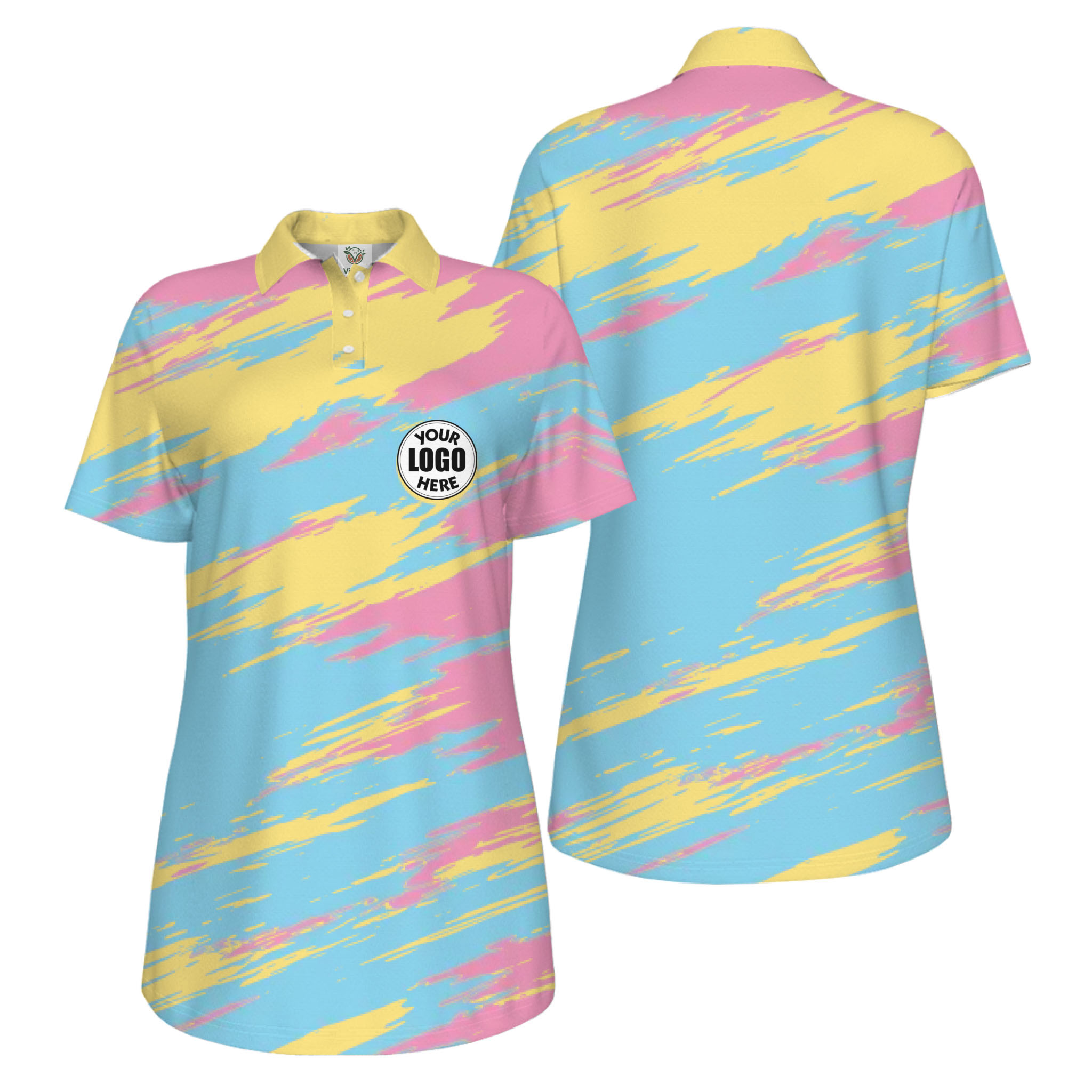 Picklewin Modern Brush Pattern Custom Logo Women Pickleball Polo Shirt 13