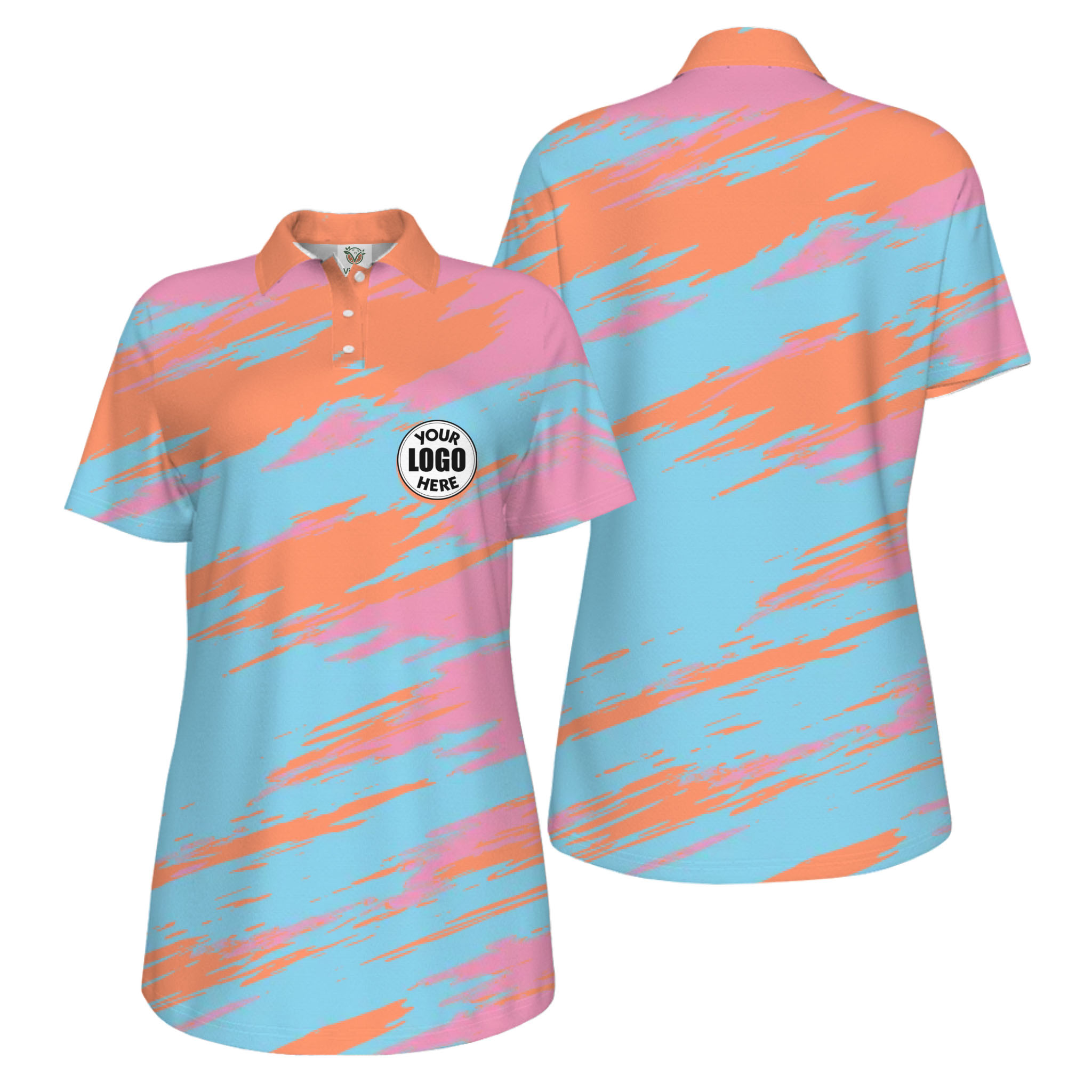 Picklewin Modern Brush Pattern Custom Logo Women Pickleball Polo Shirt 16