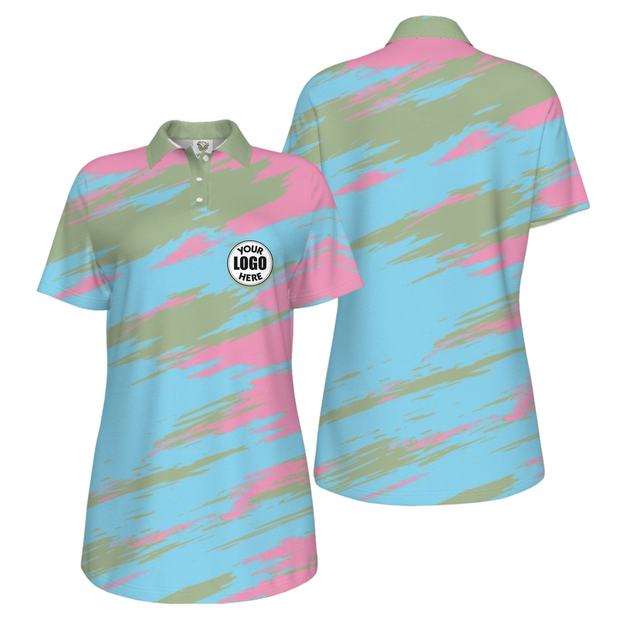 Picklewin Modern Brush Pattern Custom Logo Women Pickleball Polo Shirt 4