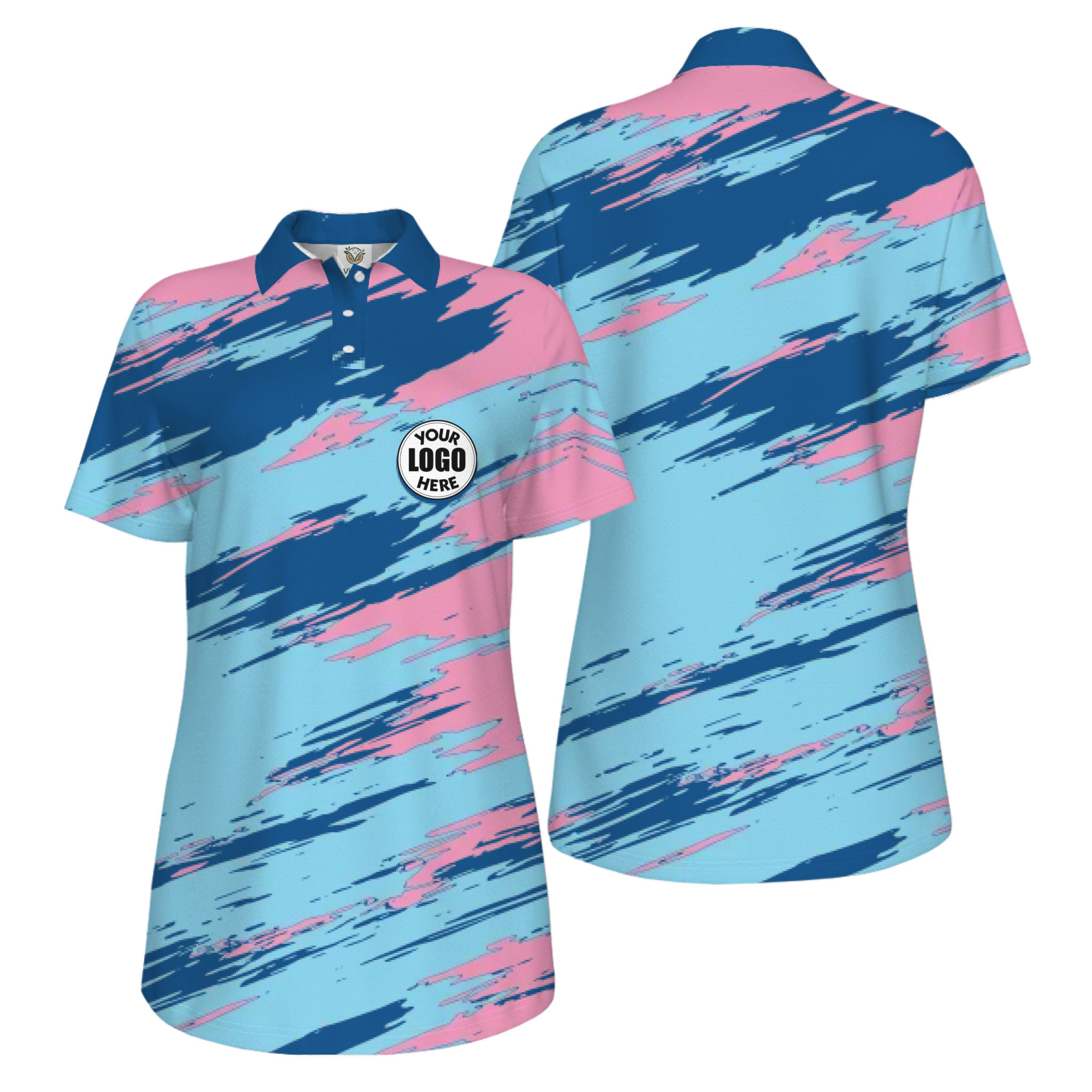 Picklewin Modern Brush Pattern Custom Logo Women Pickleball Polo Shirt 5